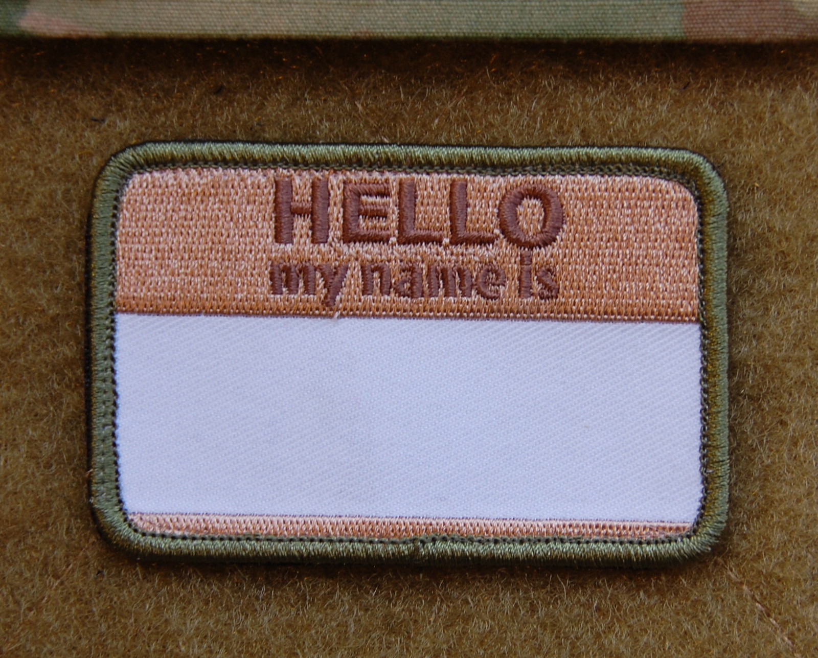 HELLO MY NAMES IS... Multicam Embroidered Uniform Patch Hook Backing