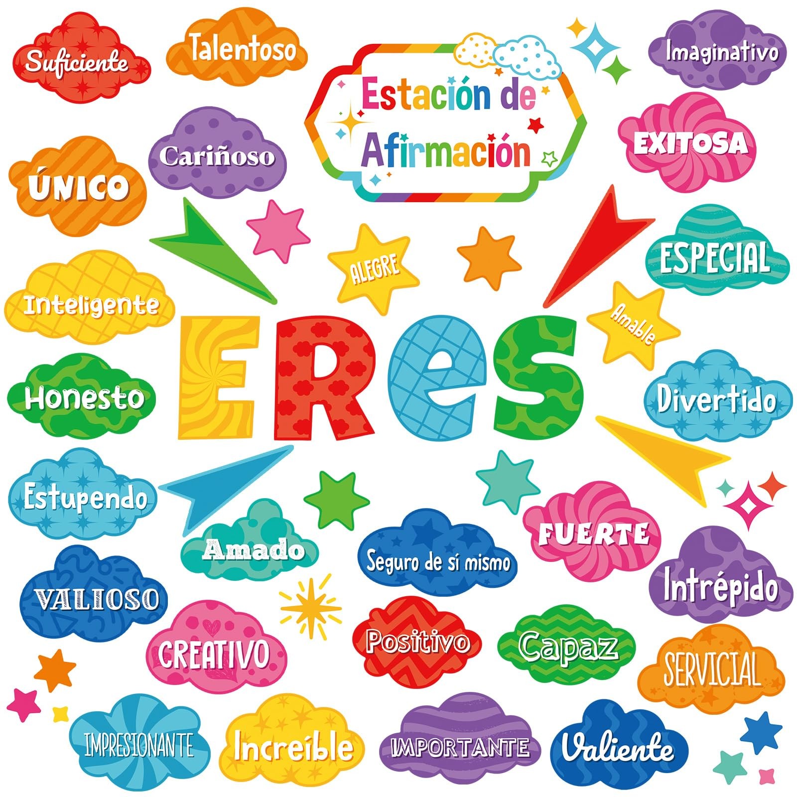 Mooliwe 45 Pcs Spanish Themed Classroom Decoration Spanish Words and Phrases Pos