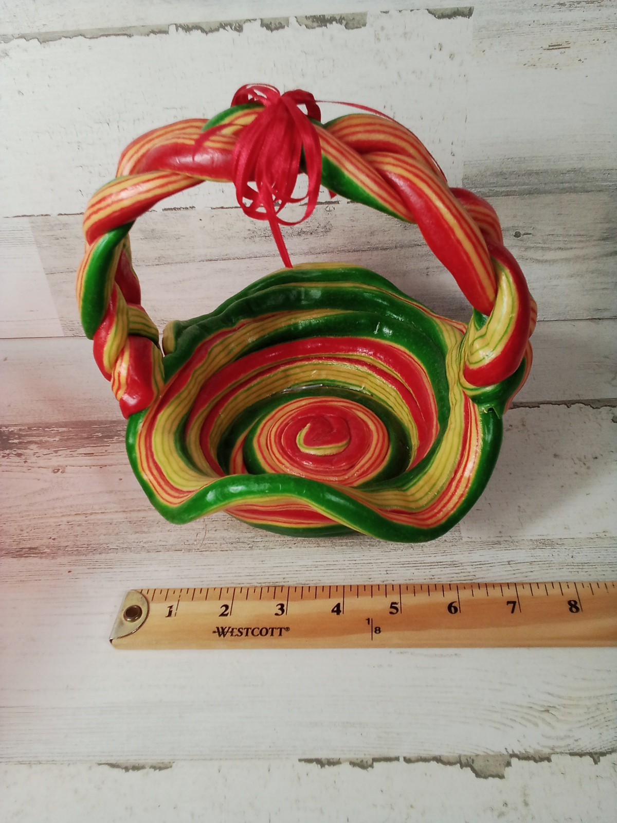 Hard Plastic Multi Color Braided Funky Cool Basket Beautiful Decor