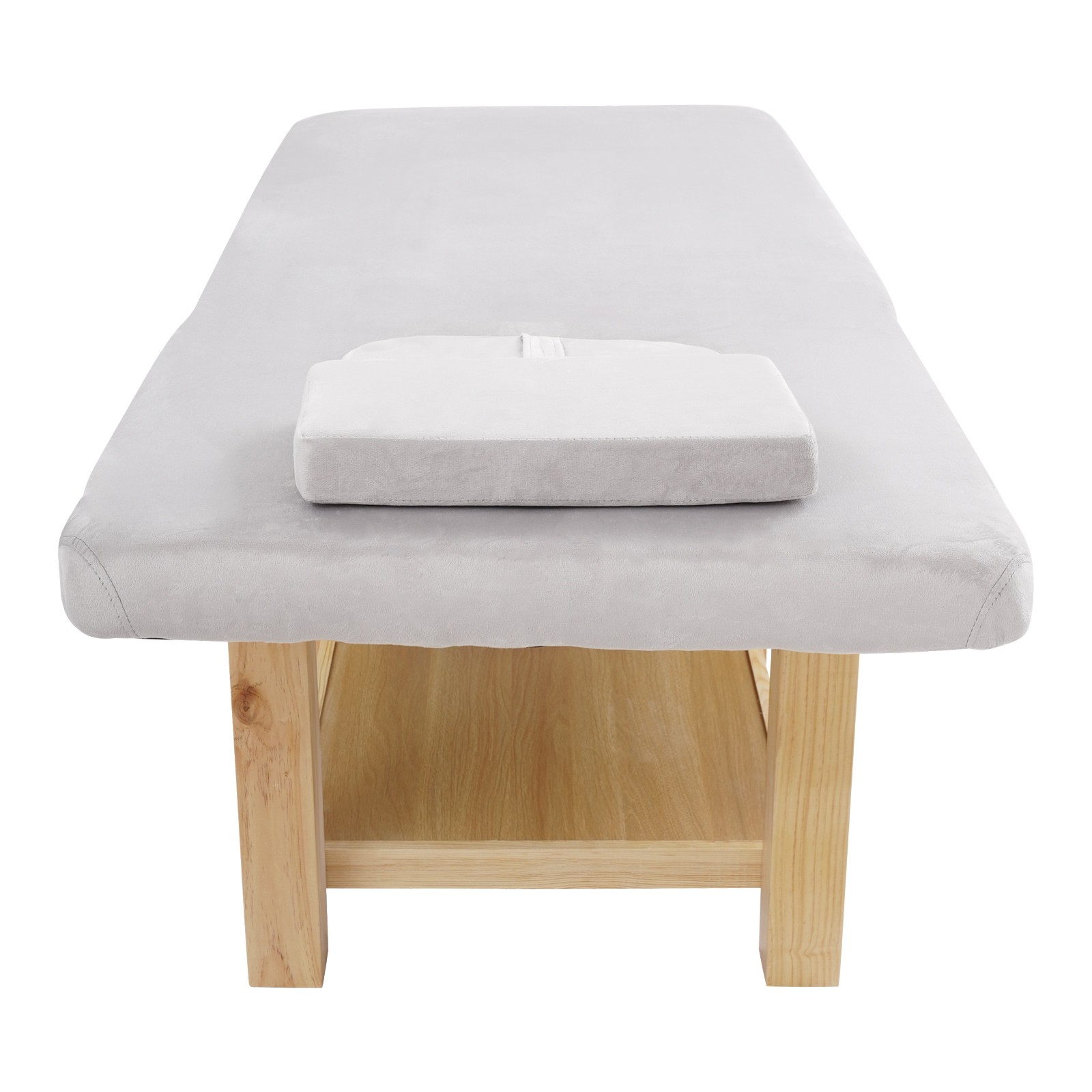 6 Legs Wide Solid Wood Spa Massage Bed, Adj Backrest Physical Treatment Bed