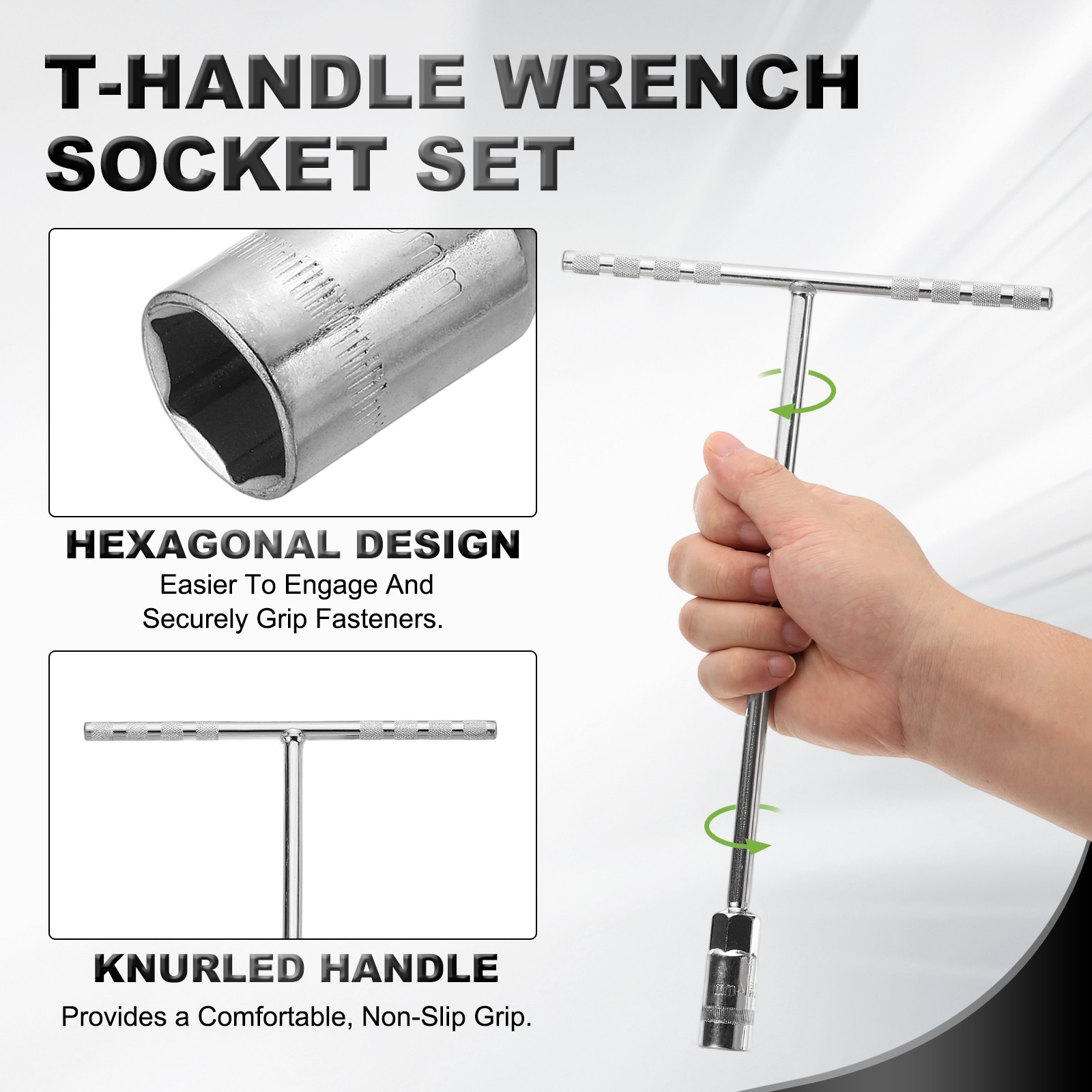 T-Handle Wrench Socket Metric Size 17mm Steel 6-Point Socket