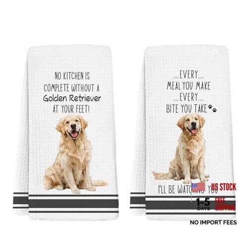 Funny Golden Retriever Dish Towels Set - Golden Retriever Gifts Goldenretriever