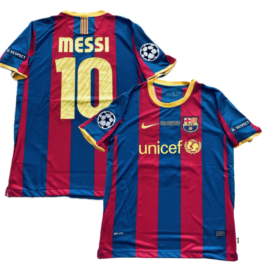 Messi #10 FC Barcelona 2011 Final Champions MEN Stitched Jersey Red