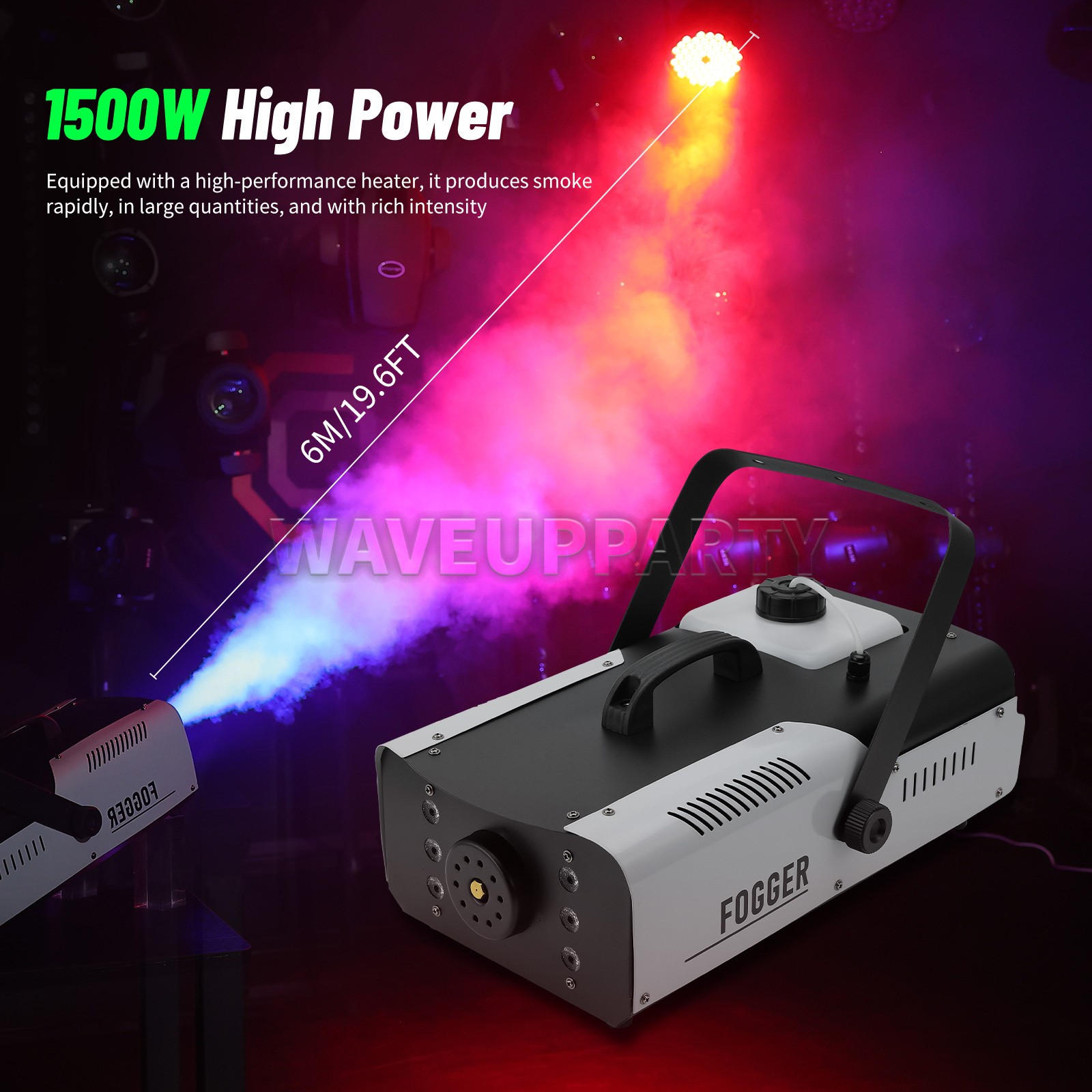 PAIDUN 1500W LED RGB Smoke Fog Effect Machine DJ Event Show Wedding Halloween