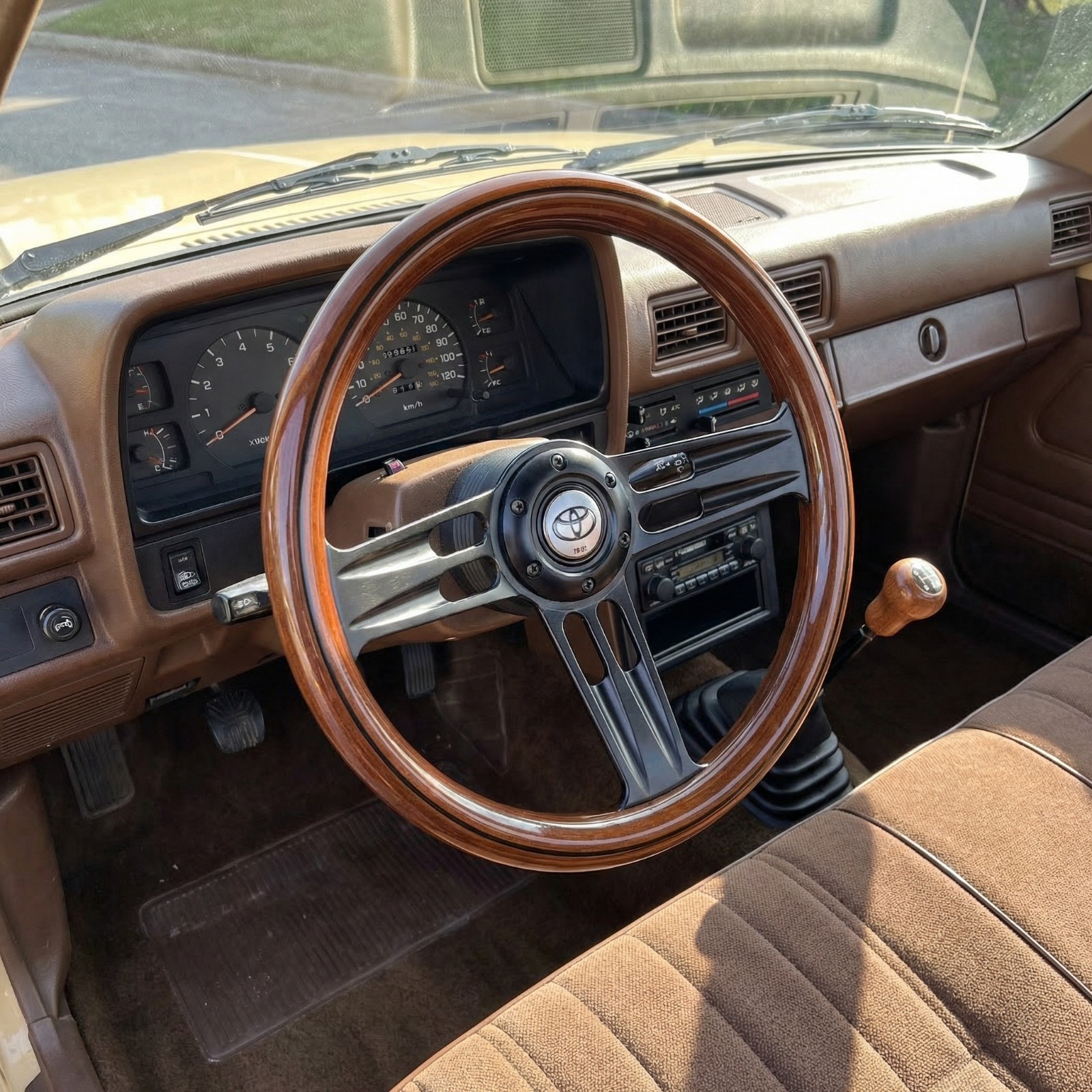 14" Real Wood Steering Wheel For Toyota Land Cruiser FJ40 FJ60 Pickup 4Runner