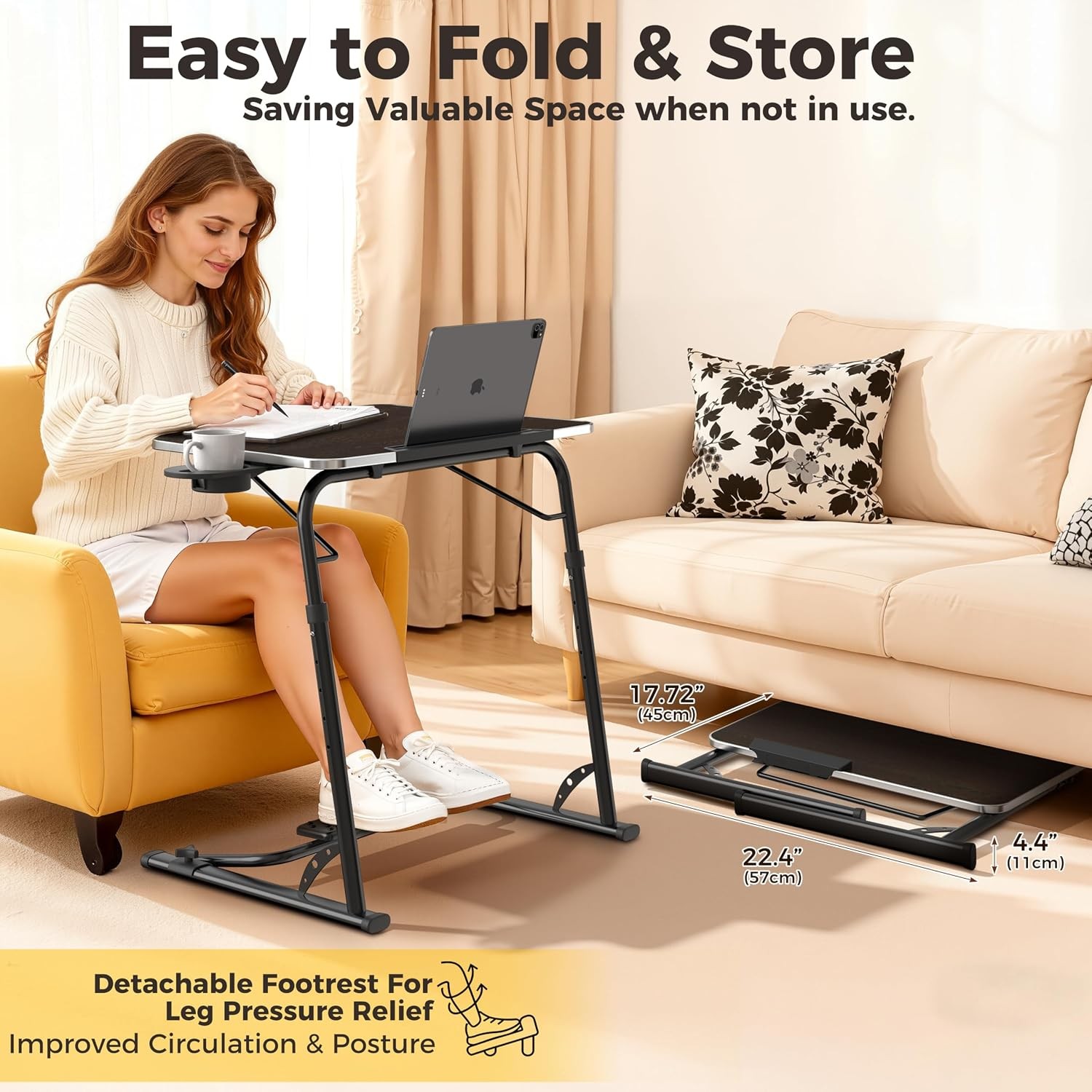 Upgraded Folding TV Tray Table - Extra Large & Sturdy Laptop Table for Couch