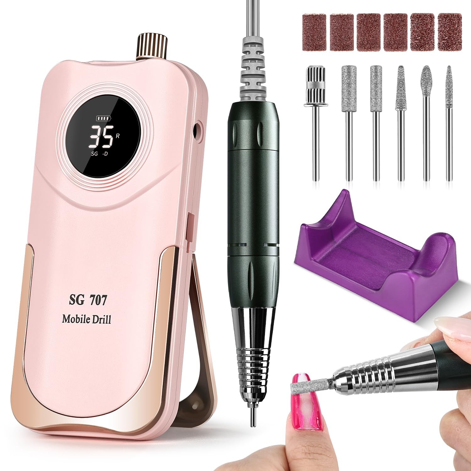 JEWHITENY Professional Rechargeable Nail Drill 35000 RPM SG707 Electric Nail Fil