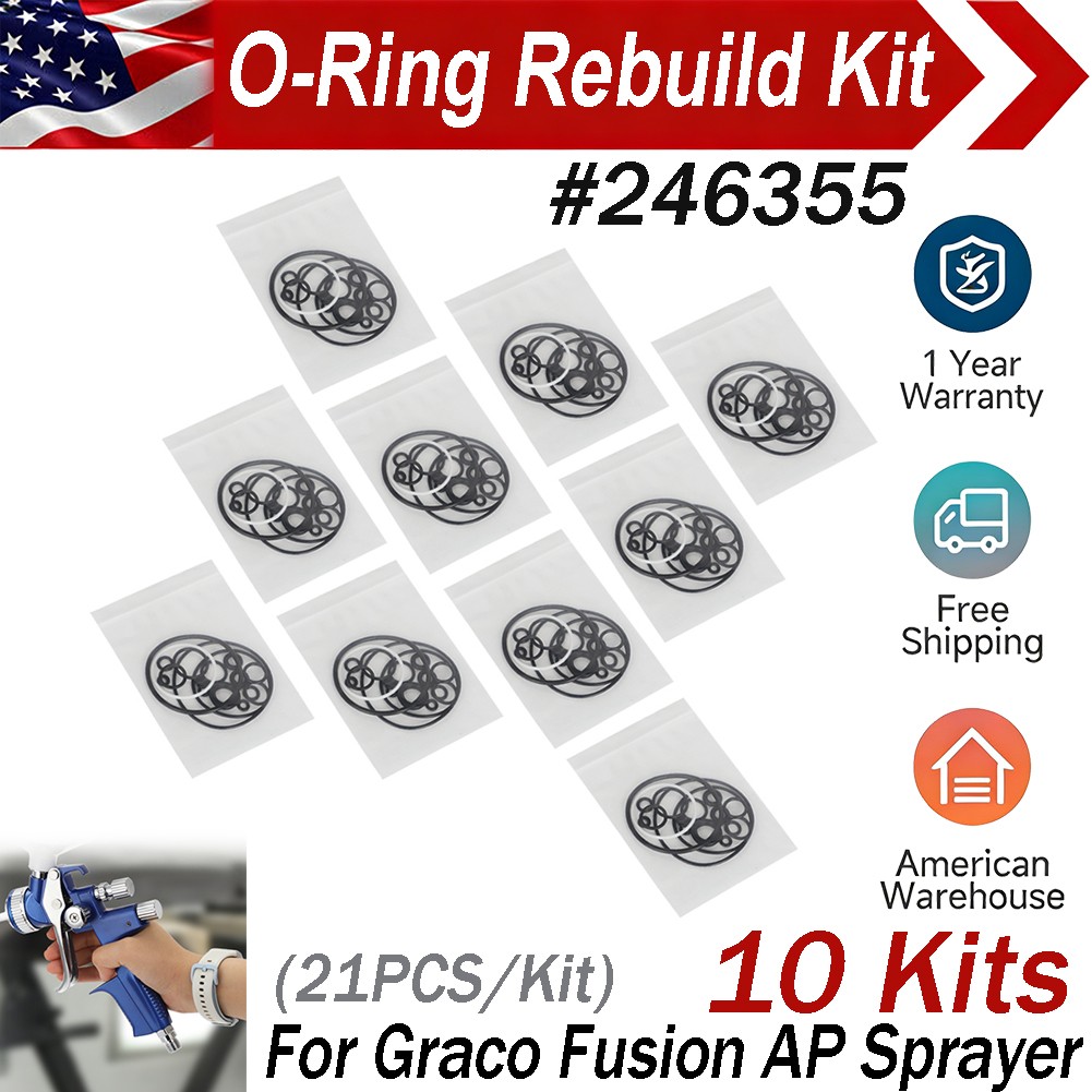 10 Complete O-Ring Seal Rebuild Kits for Graco Fusion AP Sprayer Replace 246355