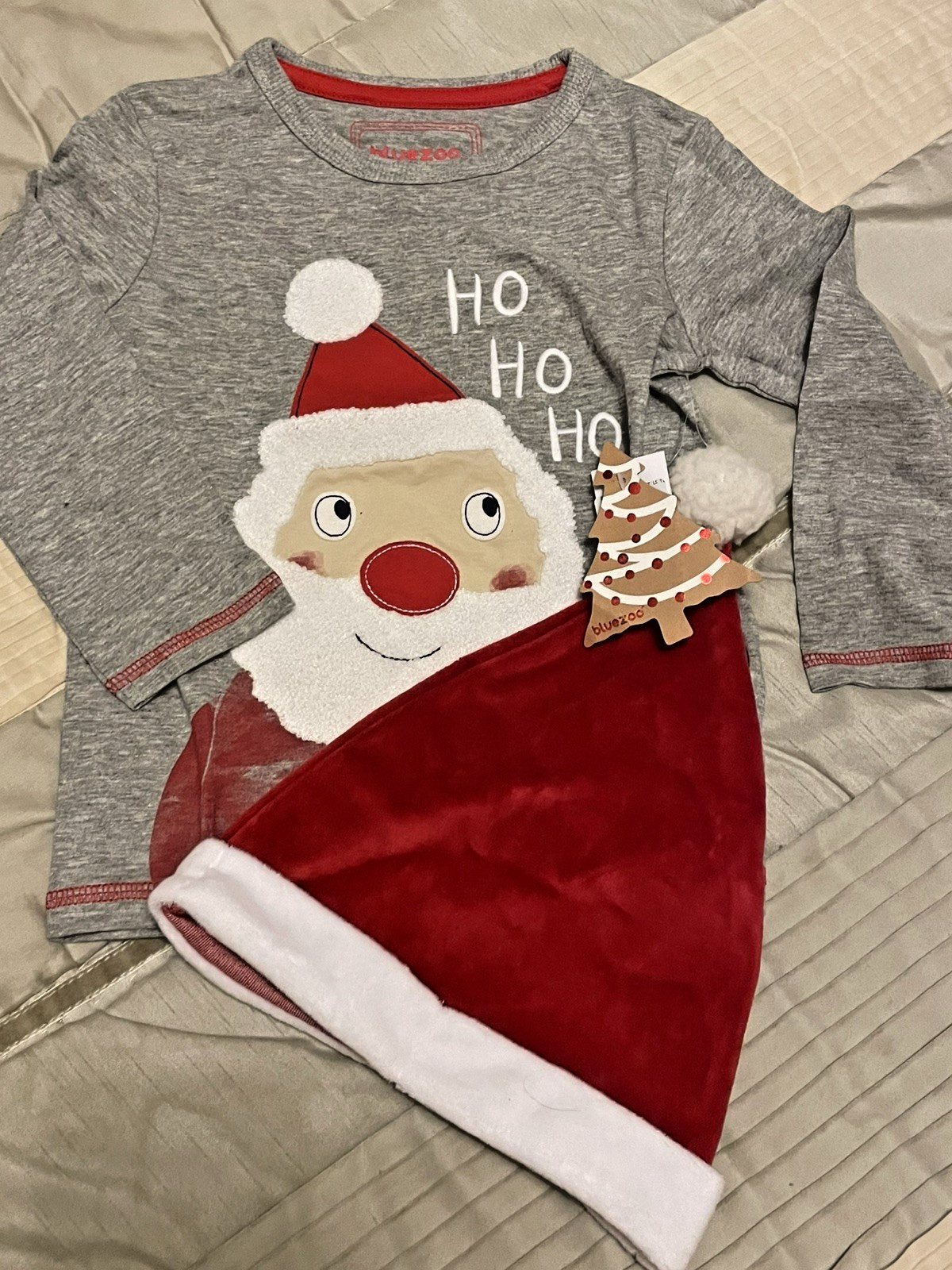 NEW Debenhams Kids Santa Claus L/S Christmas Top & Santa Hat 18-24 Months