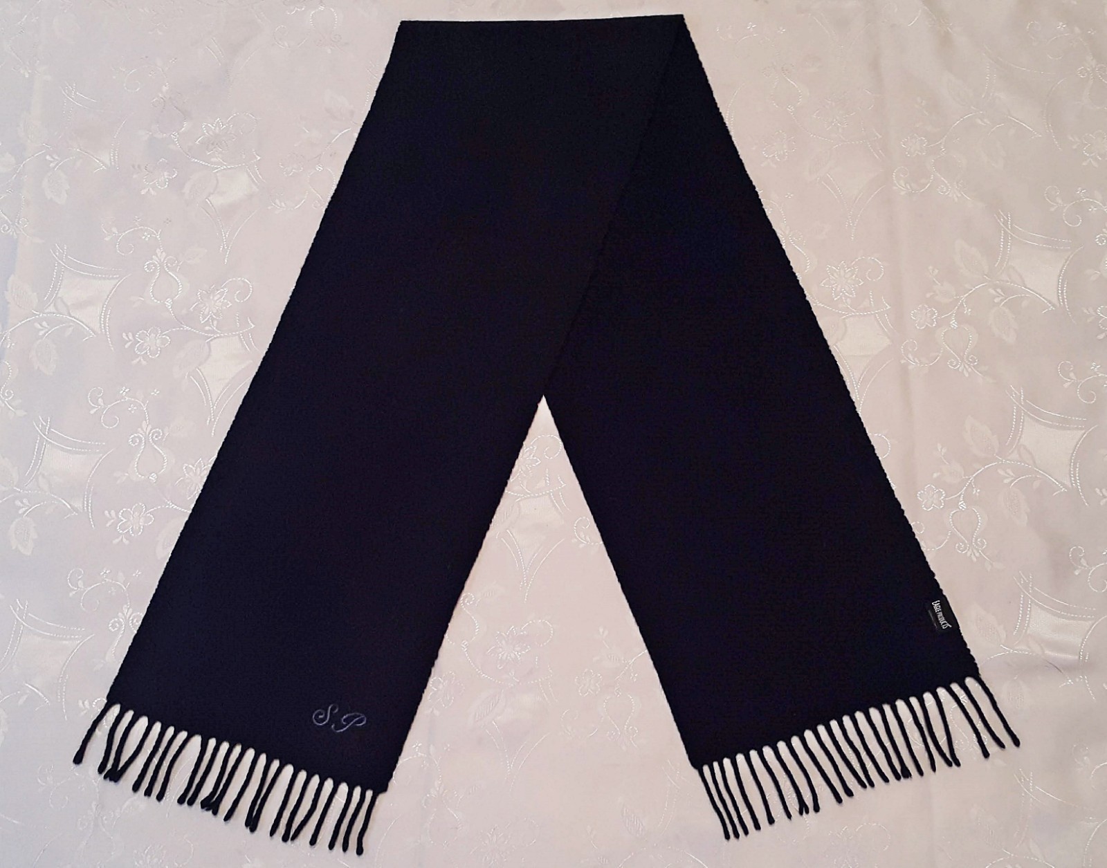 GERMANY VINTAGE AUTHENTIC EAGLE PRODUCTS BLUE LAMBSWOOL LONG MENS FRINGE SCARF