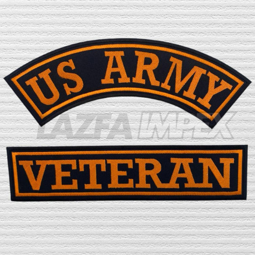 US ARMY VETERAN Gold Rocker Patches 12" | Military Patriotic | Embroidered Large