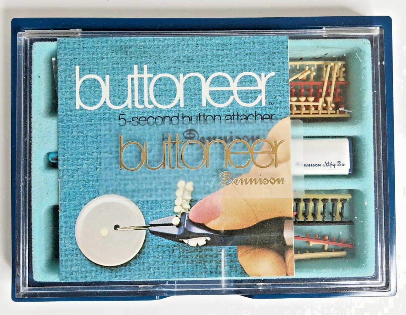 Vintage Ronco Buttoneer By Dennison with Original Package 1970s As Seen on TV!!