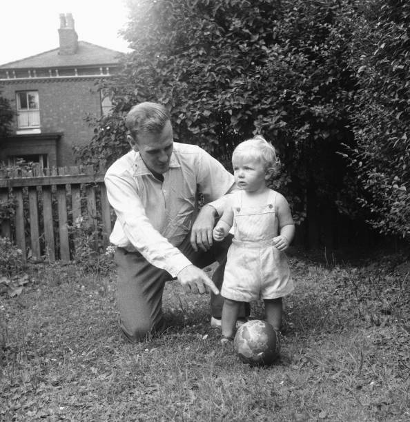Manchester City Footballer Don Revie With His Son 1955 Old Photo