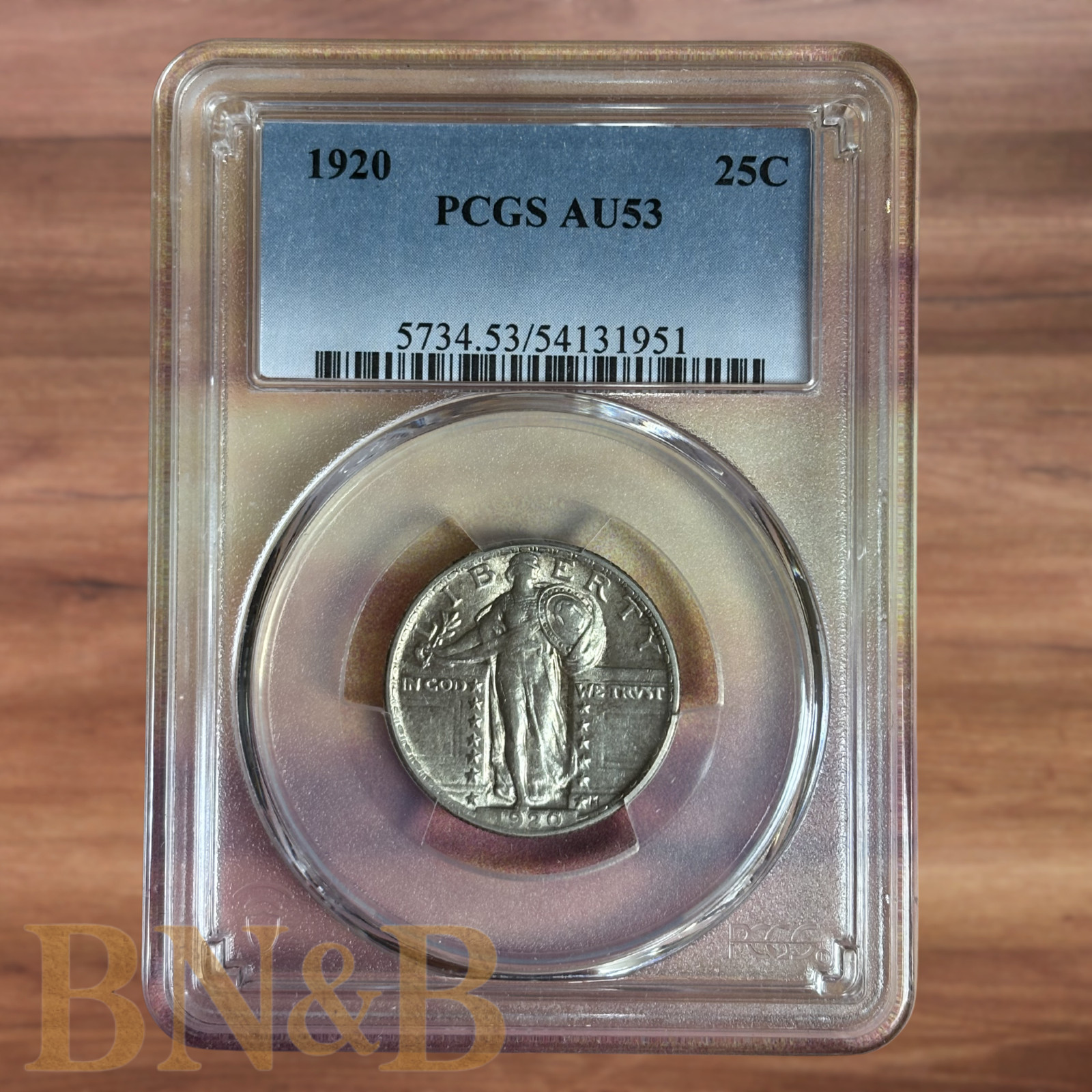 1920 Standing Liberty Silver Quarter PCGS AU53