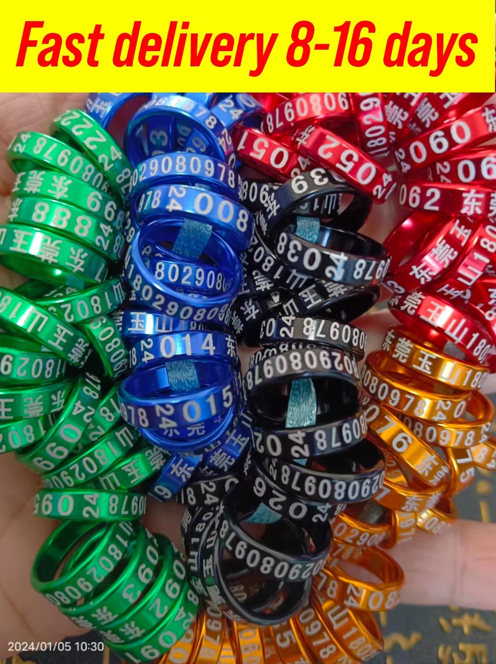 Custom Engraved Narrow Yuanbao Pigeon Leg Bands  Free Engraving 11mm 12mm x 4mm