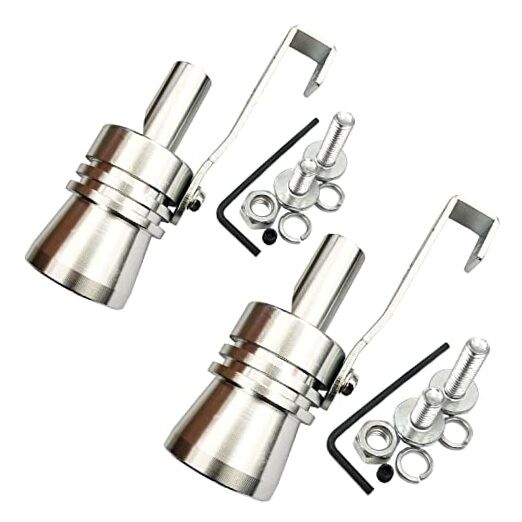 DEVMO 2pcs XL Size Aluminum Alloy Universal Turbo Sound Exhaust Muffler Silver