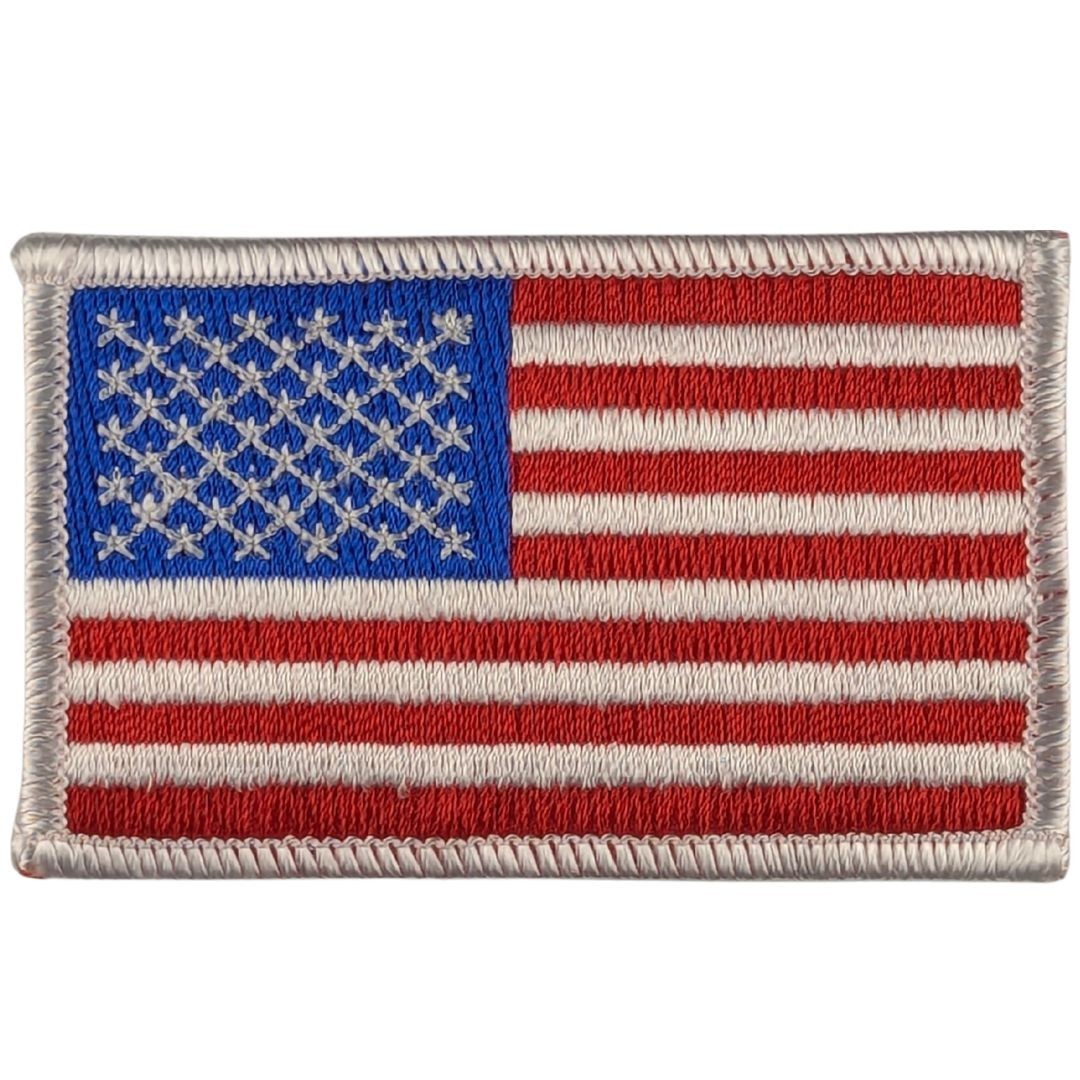 American Flag Patch - Full Color Sew-On Patch - White Border