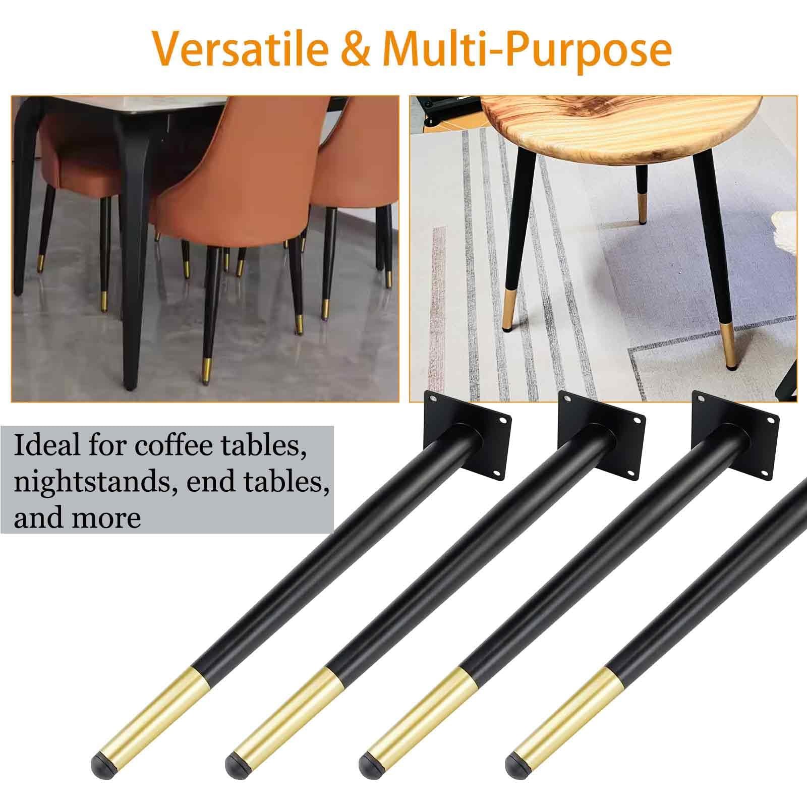 16 Inch Furniture Legs Black and Gold Heavy Duty Metal Replacement Legs for C...