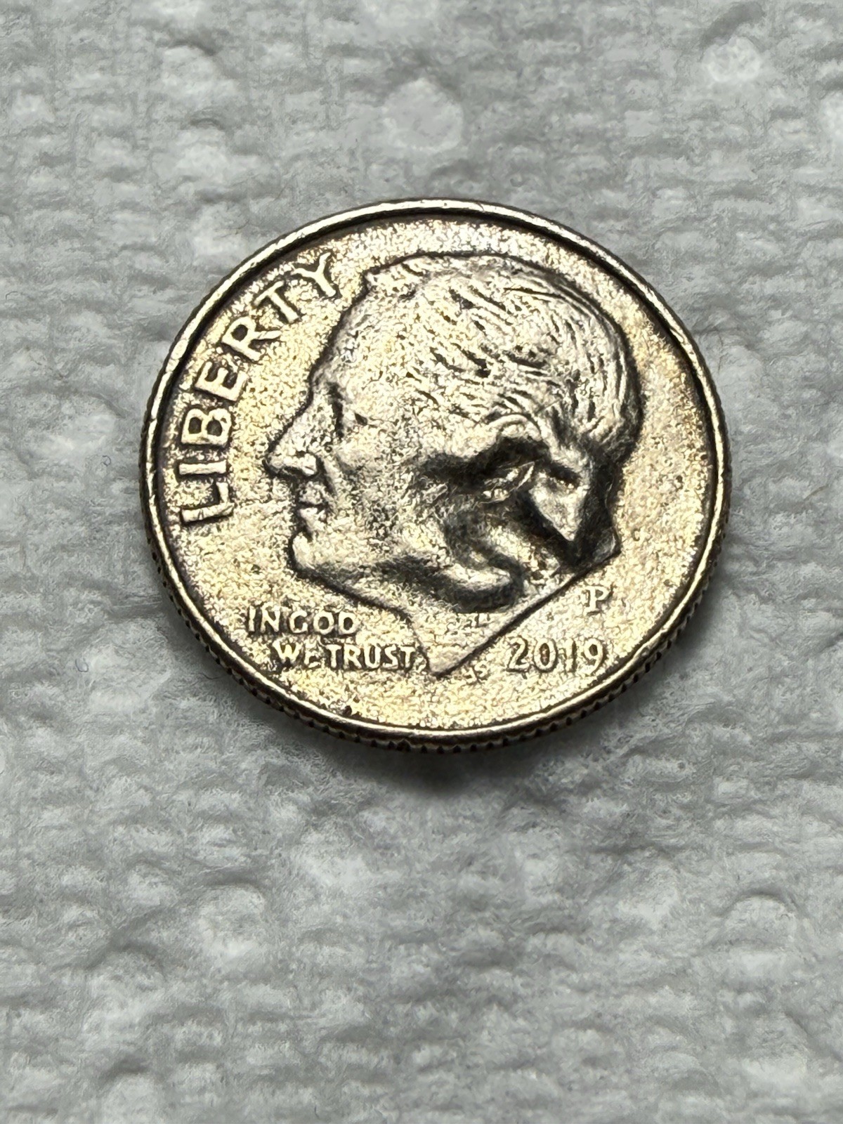 2019 P Roosevelt Dime (Error - Extreme Strike Through)