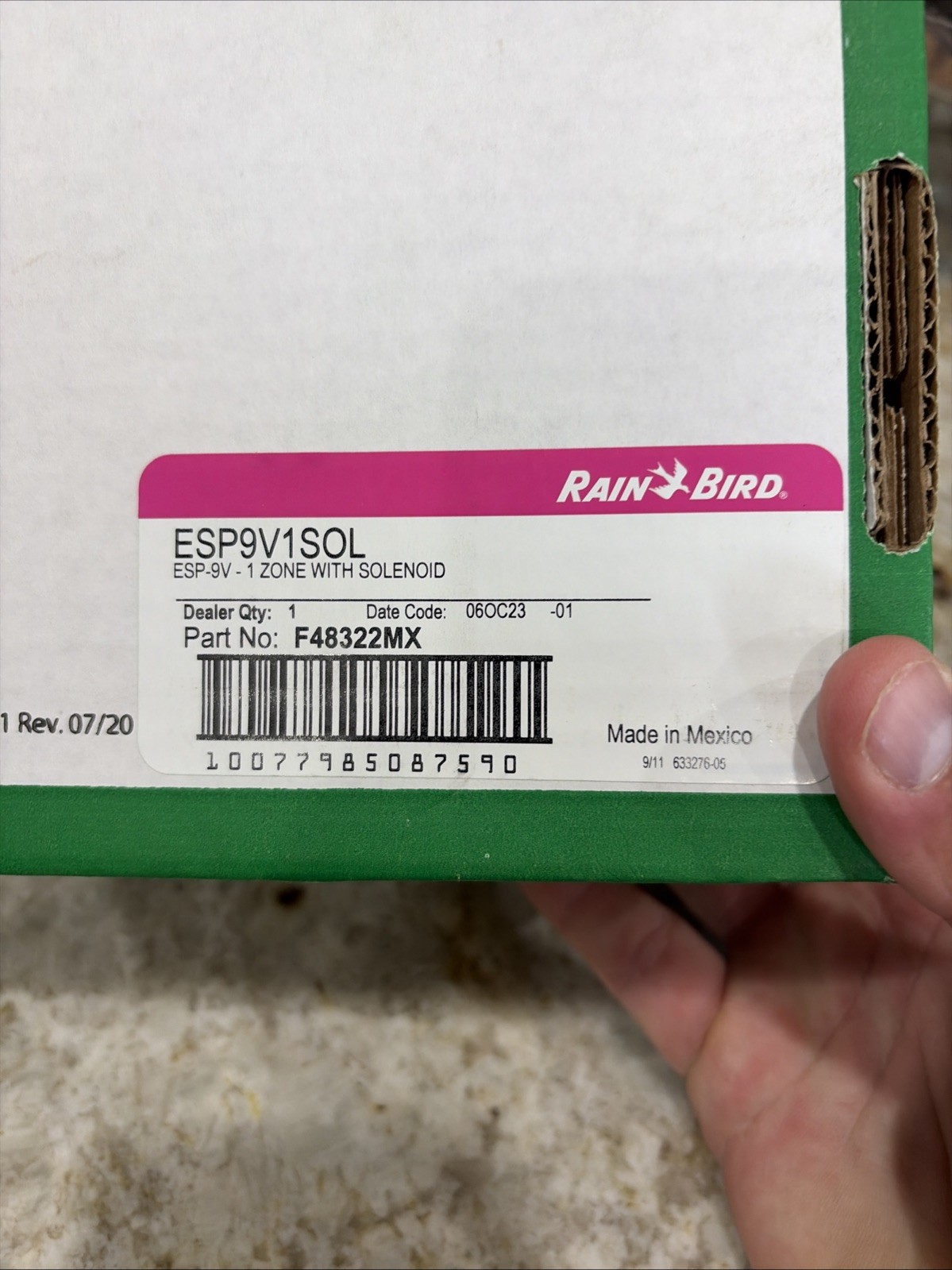Rain Bird Battery-Operated Controller ESP-9V1 (1 Zone) w/ Cover, New in Open Box