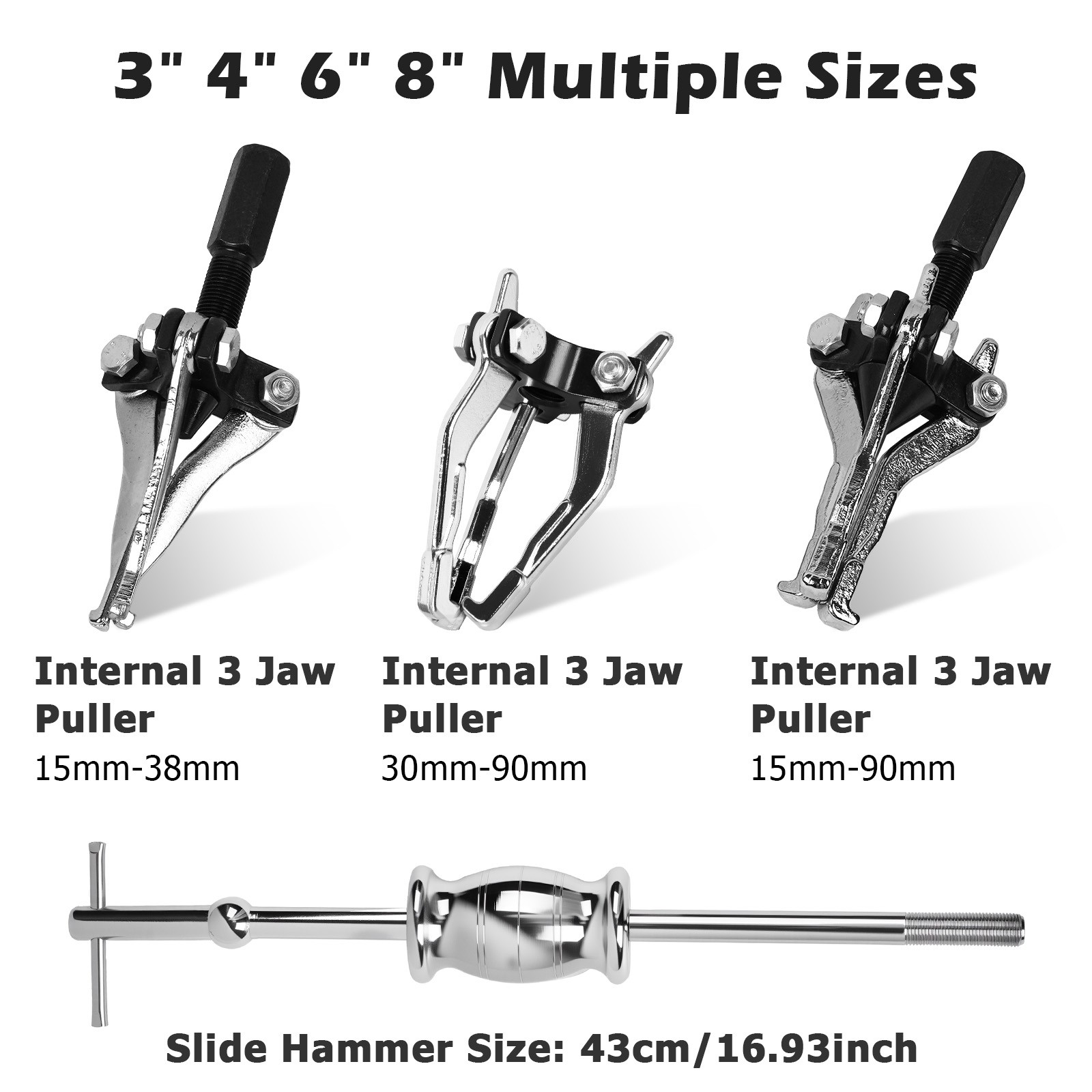 5pcs Carbon Steel Internal External Bearing Puller Slide HammerRemoval Tool Set