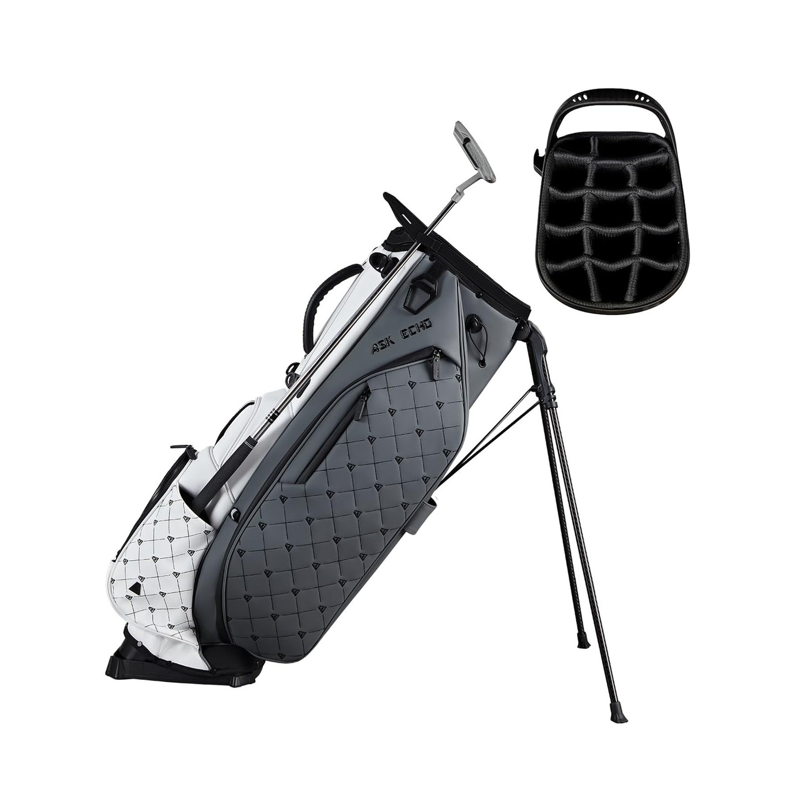 ASK ECHO Golf Prestige-14 Way Full Length Hybrid Stand Bag – Premium Leath