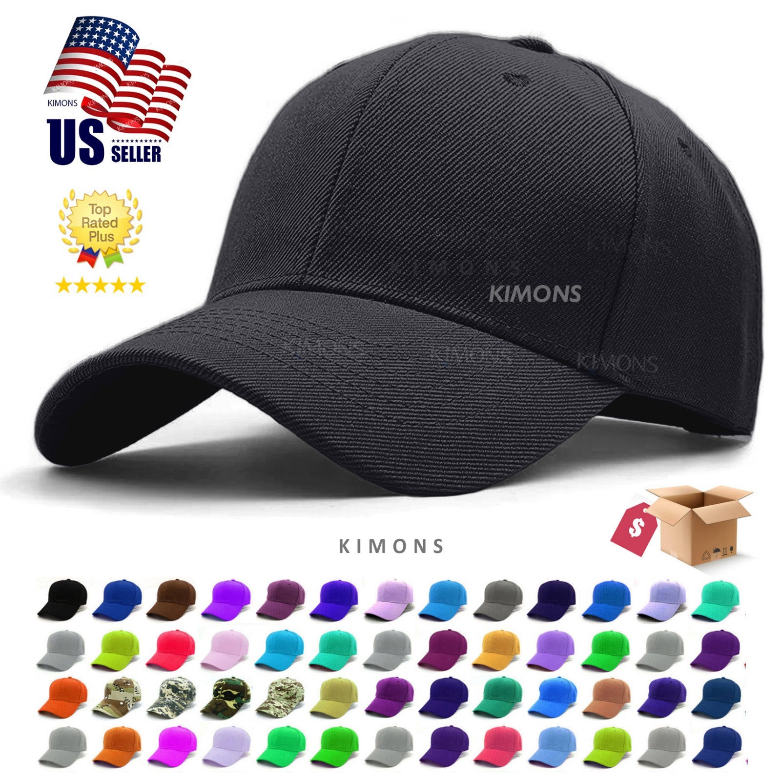 Solid Plain Baseball Cap Trucker Camo Blank Hat Ball Men Women [SHIPS IN A BOX]