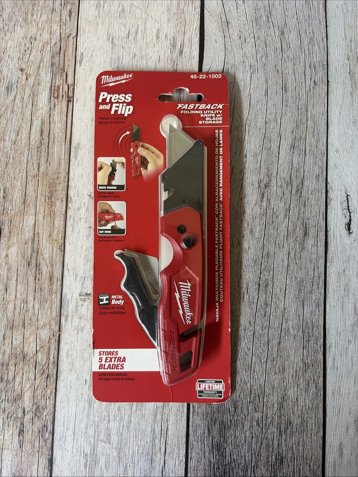 Milwaukee Tool 48-22-1502 Fastback Folding Utility Knife With Blade Storage,