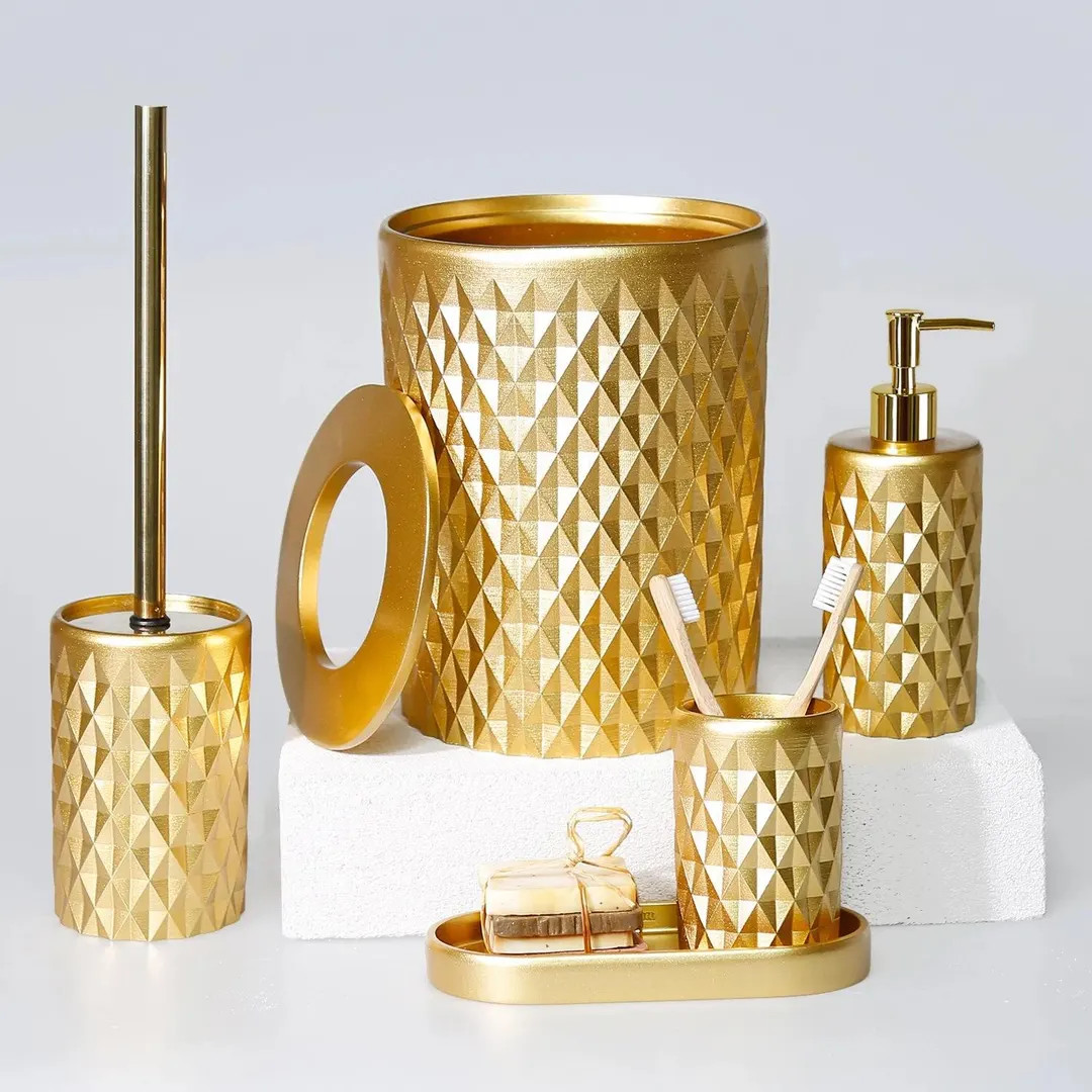 4 Piece Bath Accessory Set Gold See Below