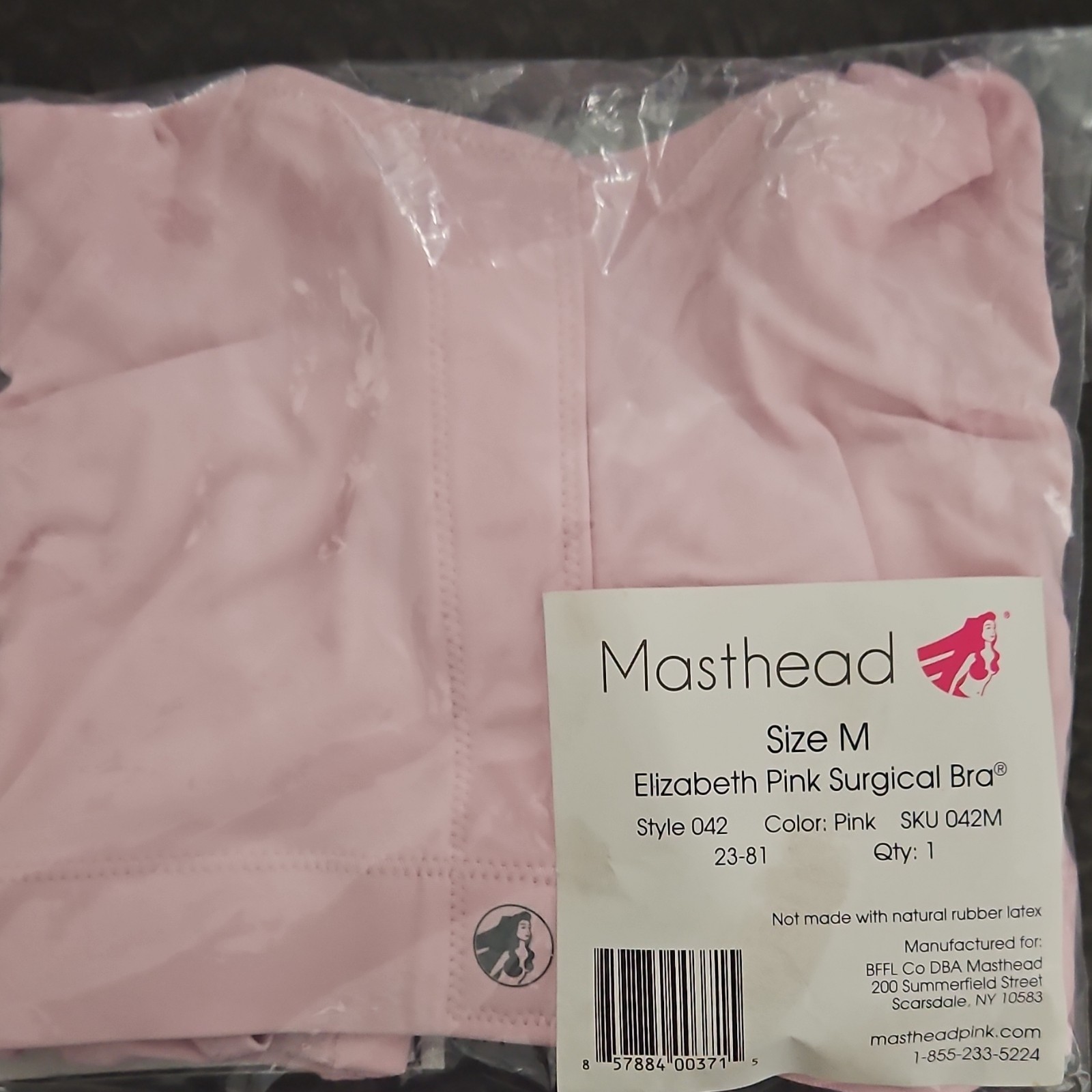 Masthead Elizabeth Pink Compression Bra Adjustable  Pink Size M-breast surgery