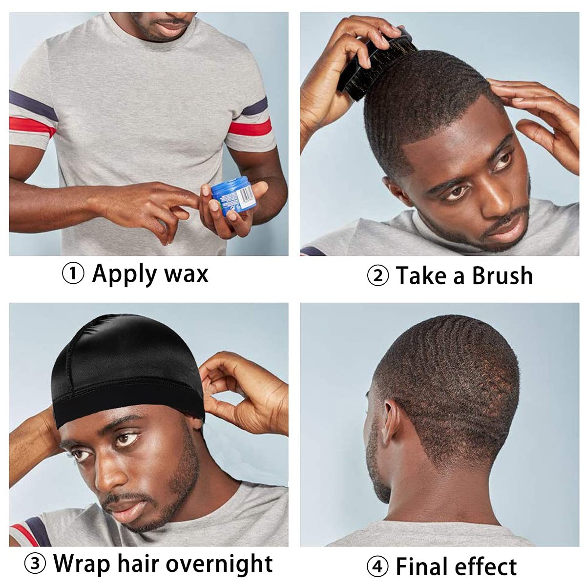 4 Pcs Silk Wave Cap Compression Over Silky Durag Stocking Wave Caps for Men