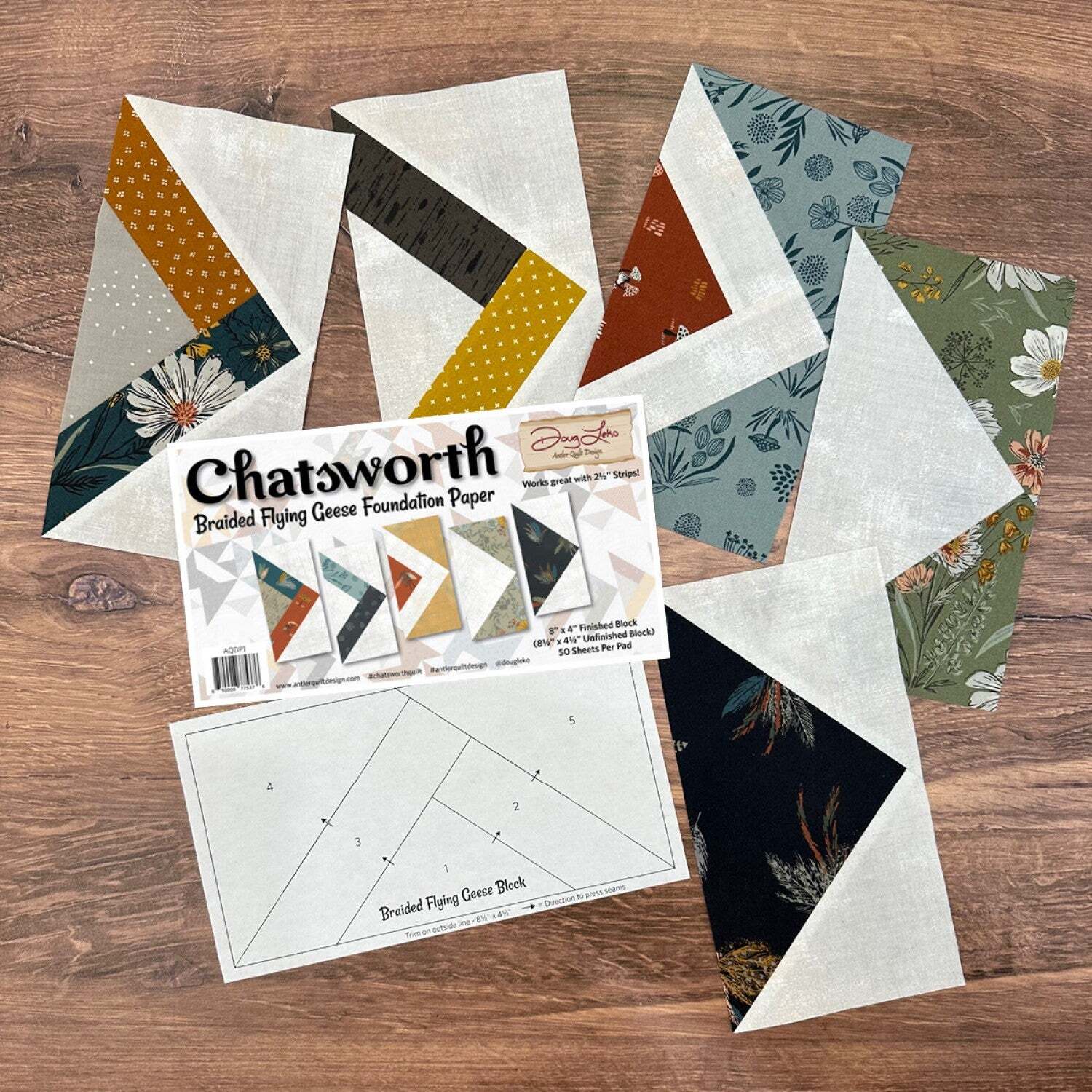 Chatsworth Braided Flying Geese 8 x 4-Inch Quilt Block Foundation Paper Pad by D