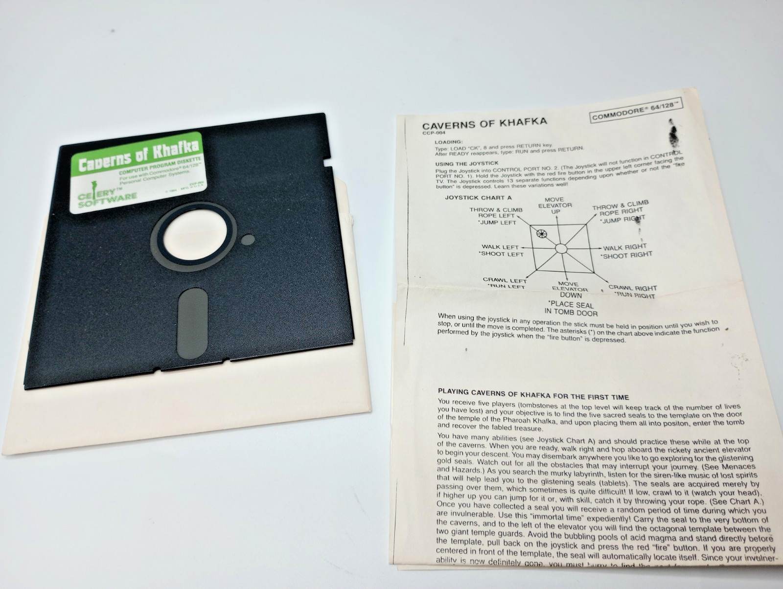 Caverns of Khafka Game for Commodore 64 & 128 C64 Game w Manual - Vintage TESTED