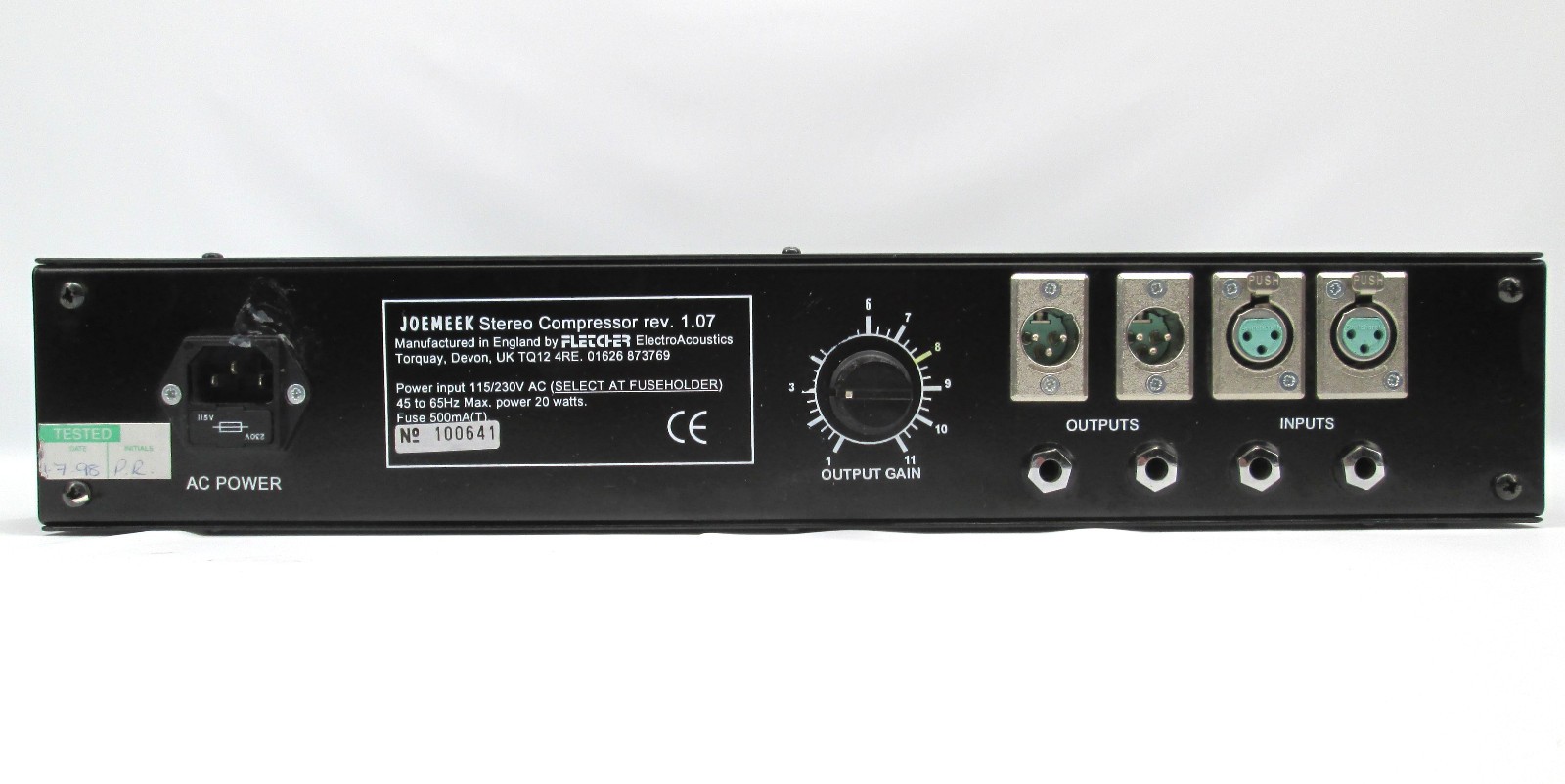 Joemeek Stereo Compressor SC 1.07 "Gain at the Back"