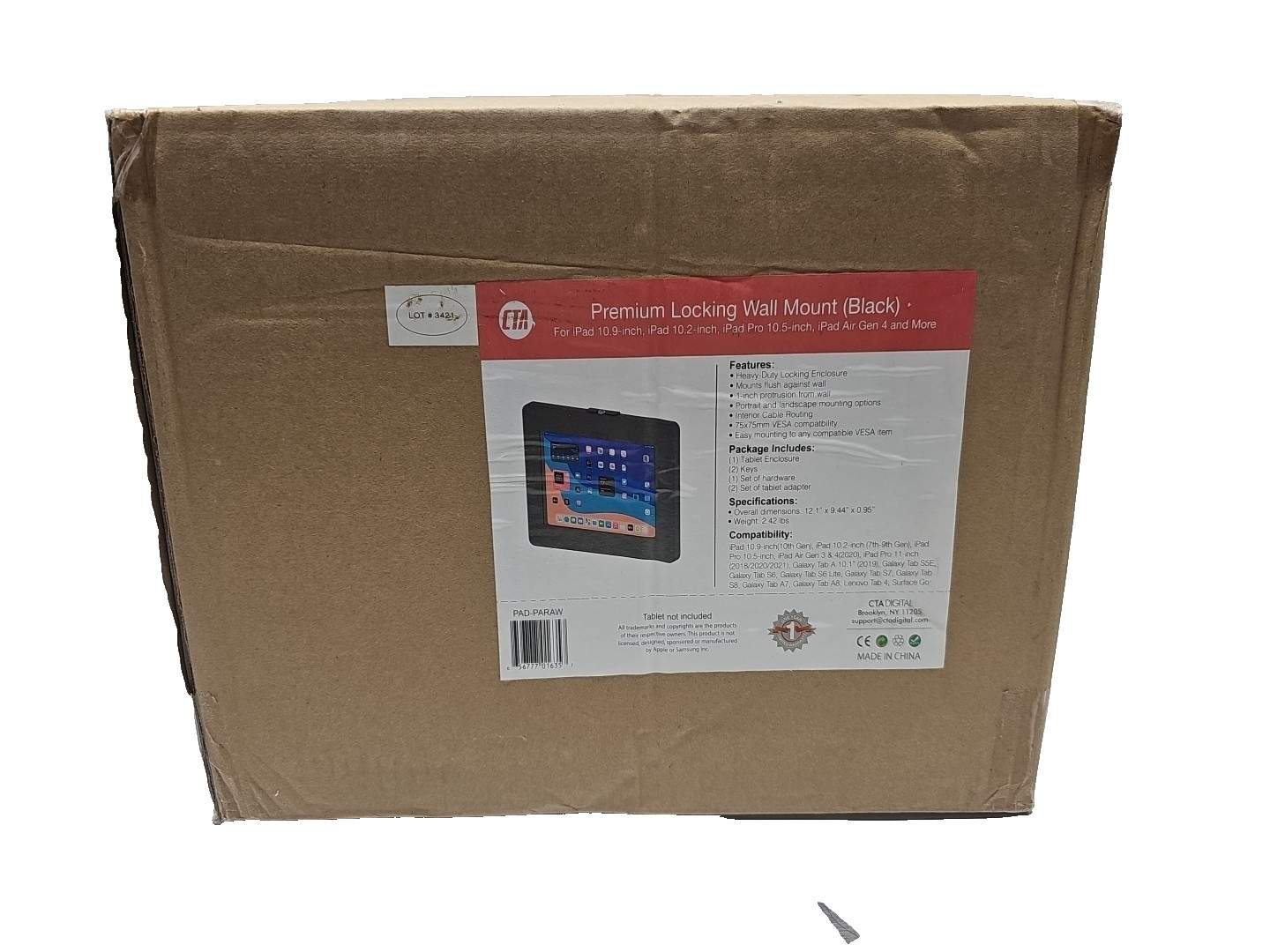 CTA Locking IPad Wall Mount For IPad 10.9in, IPad 10.2in,IPad Pro 10.5in ( Black