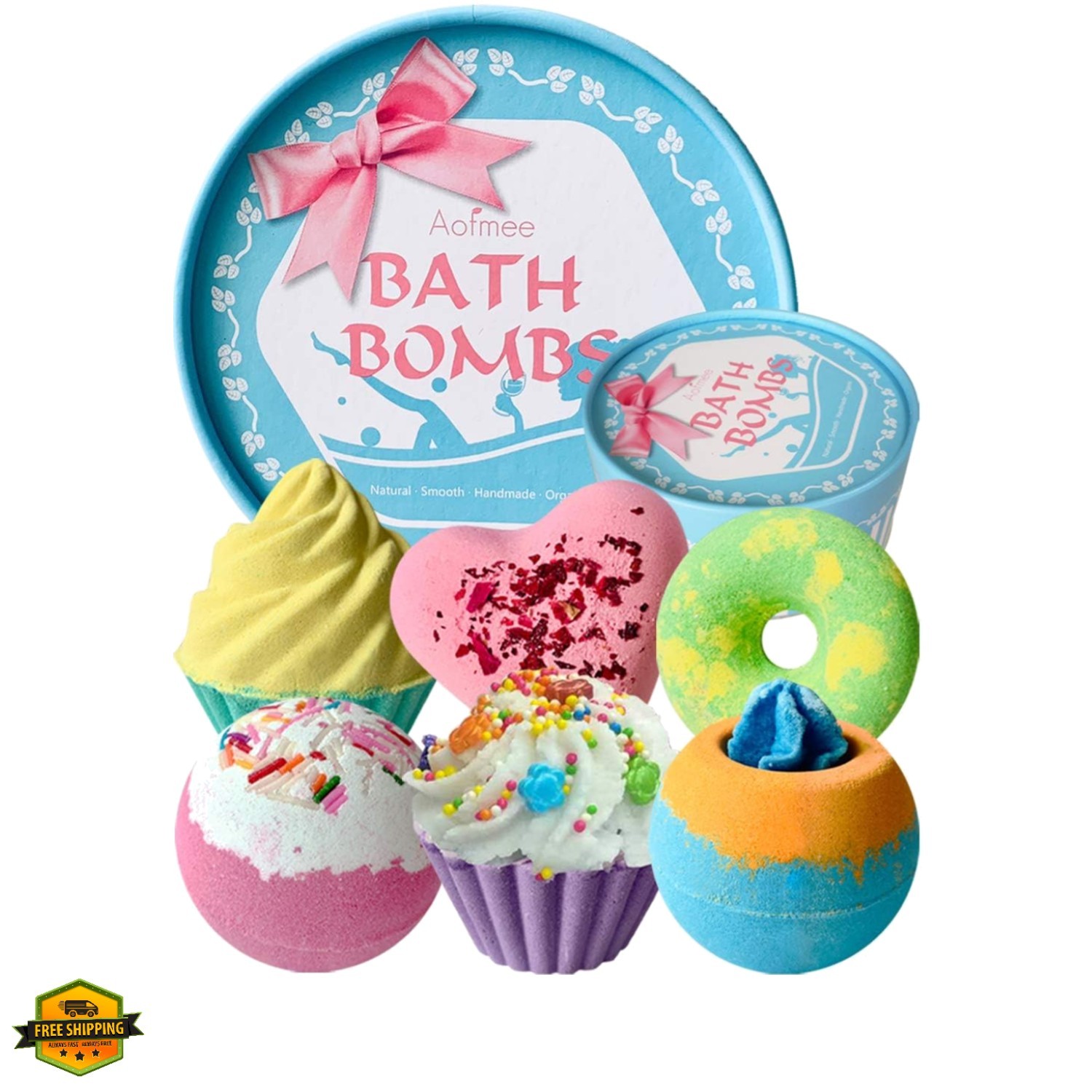Bath Bombs, 6pcs Bubble Bath Bomb for Girls, Handmade Fizzies Bathbombs for W...