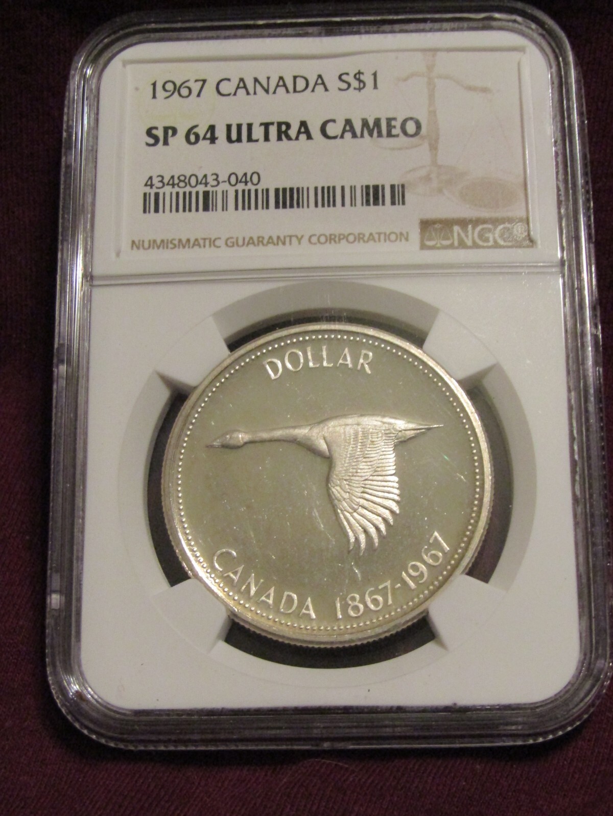 1967 CANADA SILVER $1 DOLLAR...NGC SP-64 ULTRA CAMEO