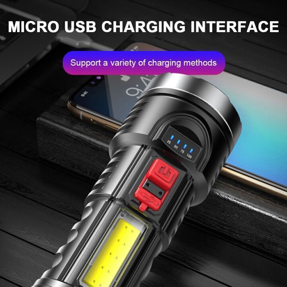 USB Rechargeable LED Searchlight Spotlight Hand Torch Work Light Lamp Flashlight