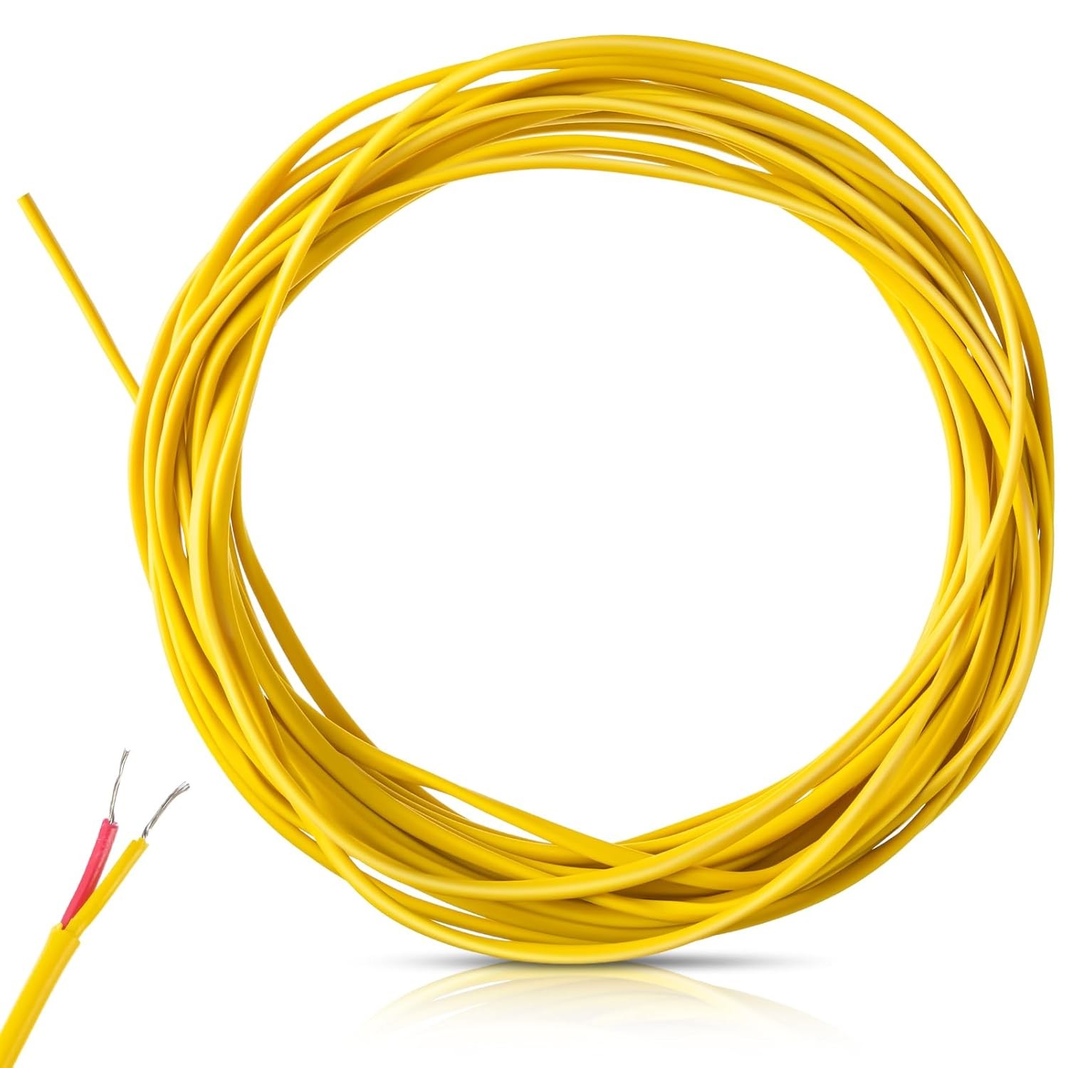 K-Type Thermocouple Wire Awg 24 Solid W. PVC Insulation for Making Yellow