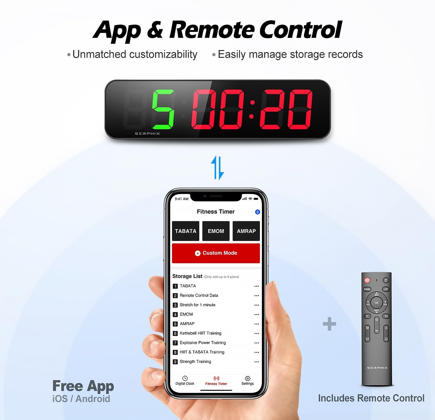 15.2 Gym Timer, App Remote Control, Customizable LED Colors, Workout Interva...