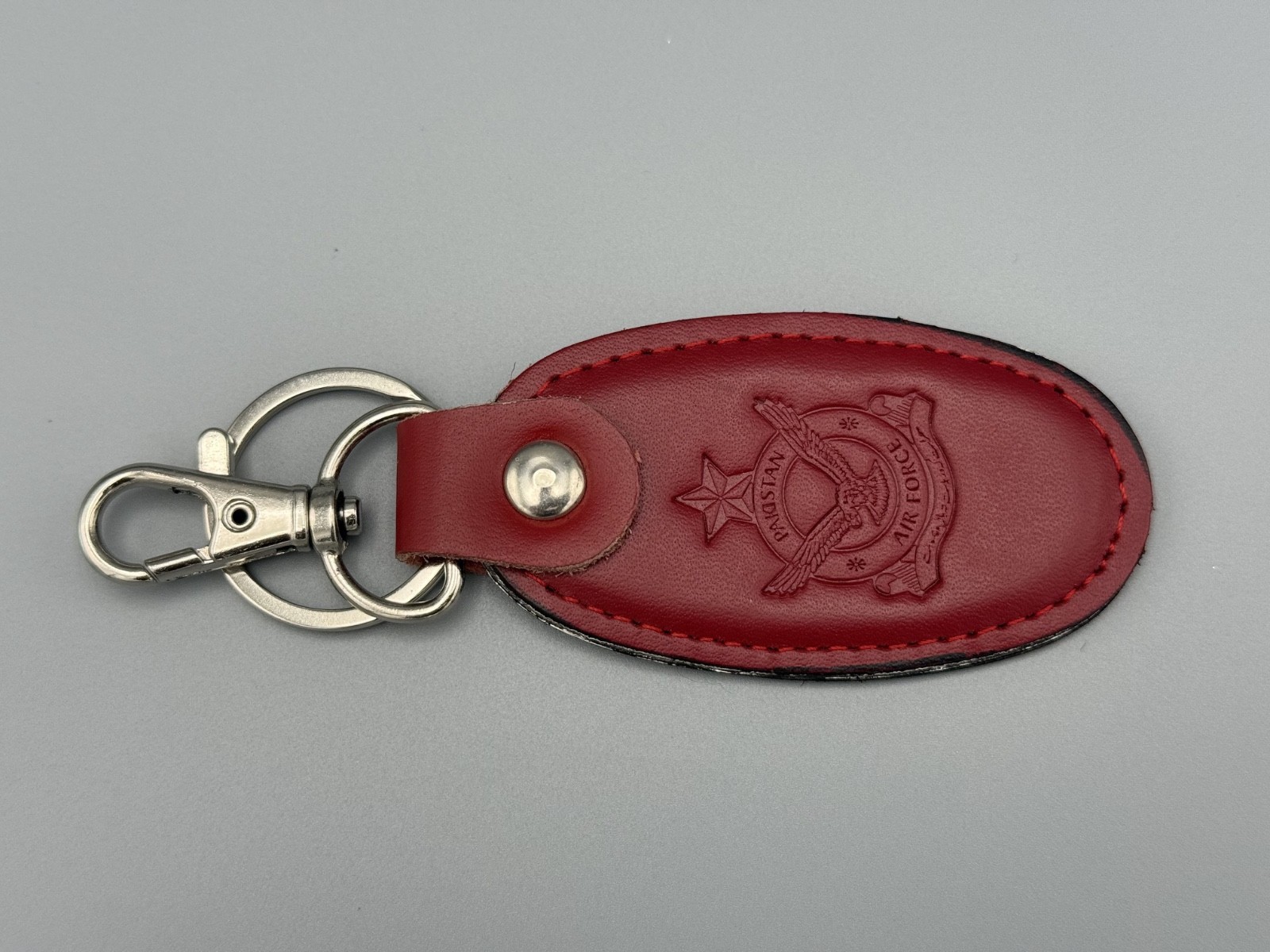 Pakistan Air Force Offcial Leather Keychain in Red color Beautiful and Classic