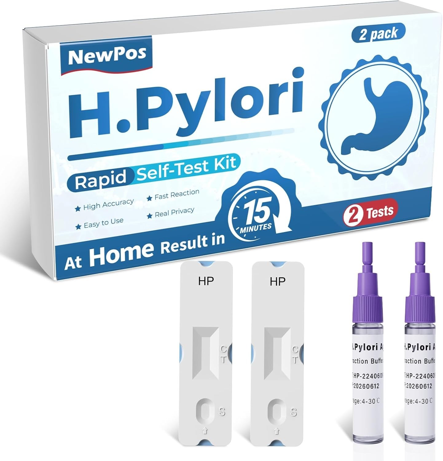 Home H Pylori - 2 Tests, Quick 10-15 Min Results, User-Friendly Design