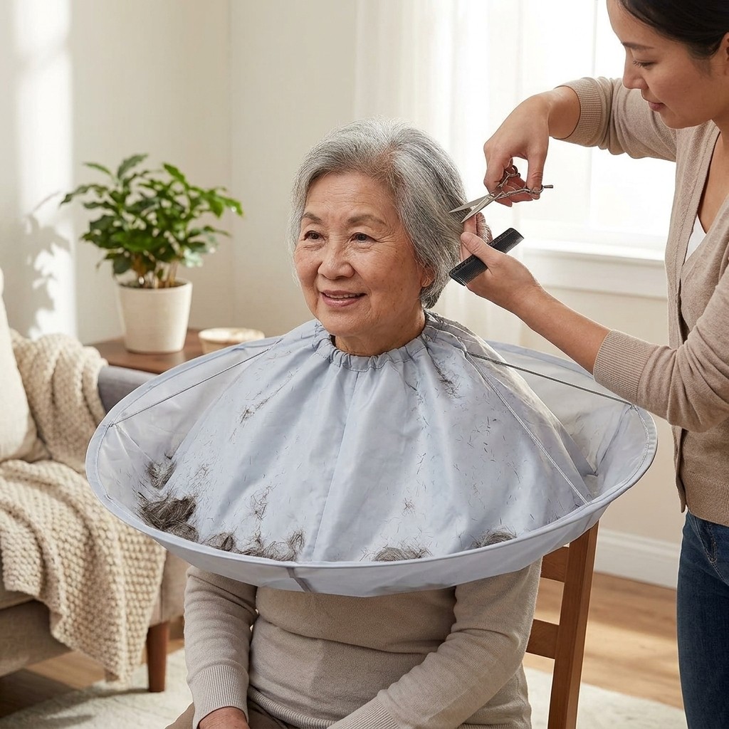 Hair Cutting Gown with Sectioning Comb Set for Home and Salon Hair Care