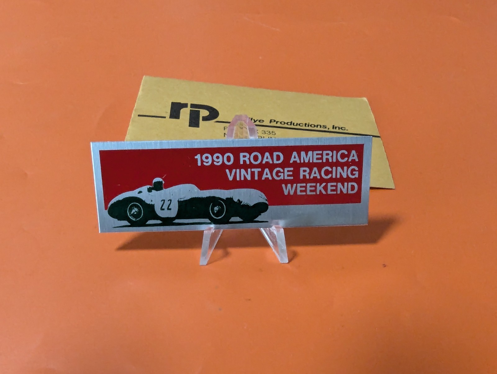 Road America Dash Plaque July 1990 Vintage Races Elkhart Lake Juan Fangio