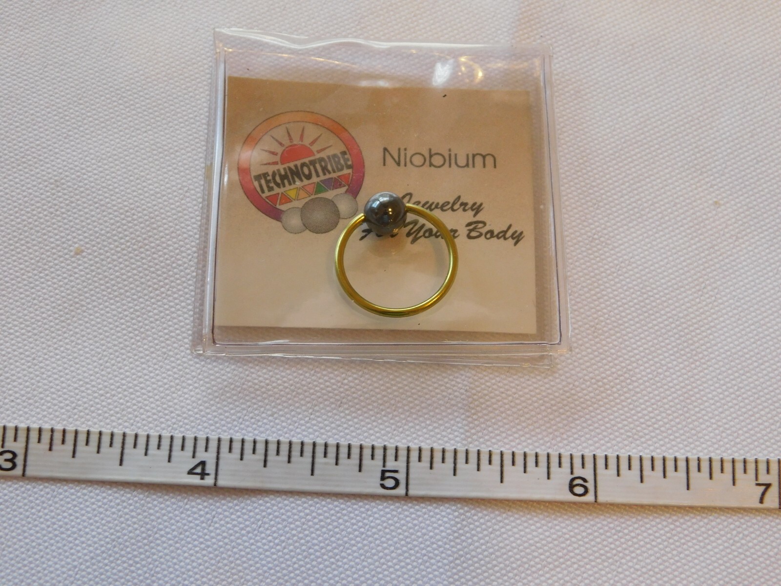 Technotribe 16 Guage 9/16" Niobium Body Piercing Earring Yellow Hoop Black Ball