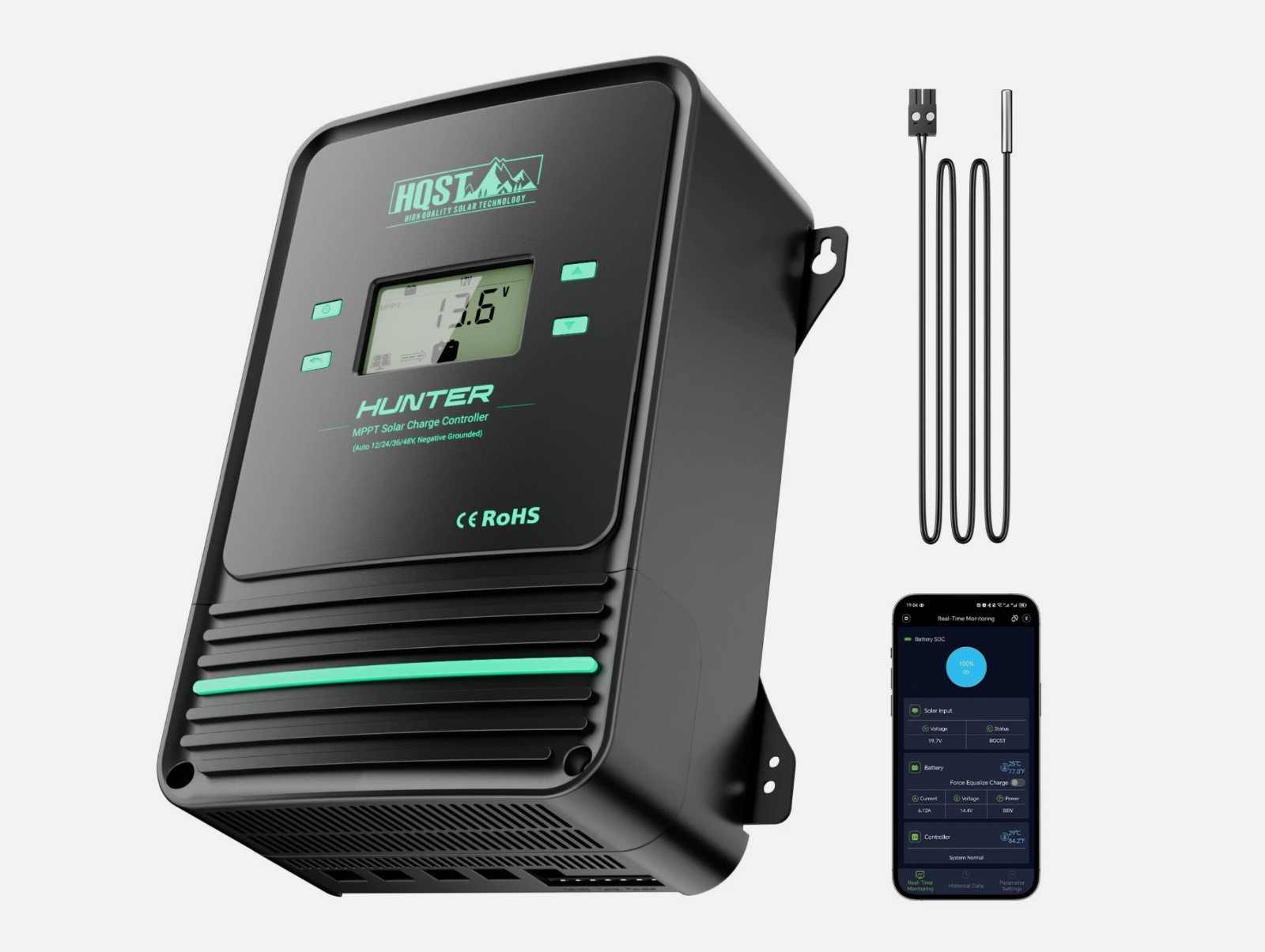 HQST 100A MPPT Solar Charge Controller  12V24V36V48V  Smart App  G3D DEFECTIVE
