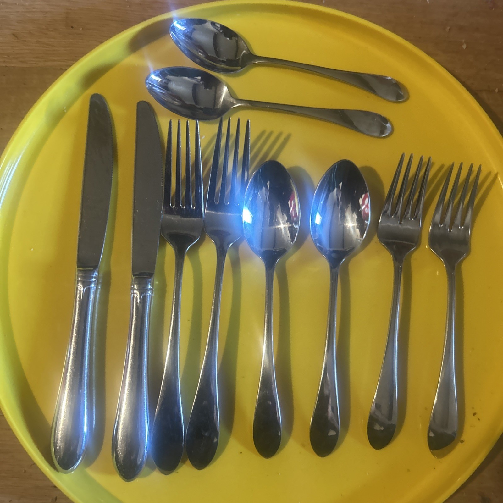 10 PcGorham Meredith Two 5 Piece Place Settings Stainless 18/8 Flatware Ridge Bk