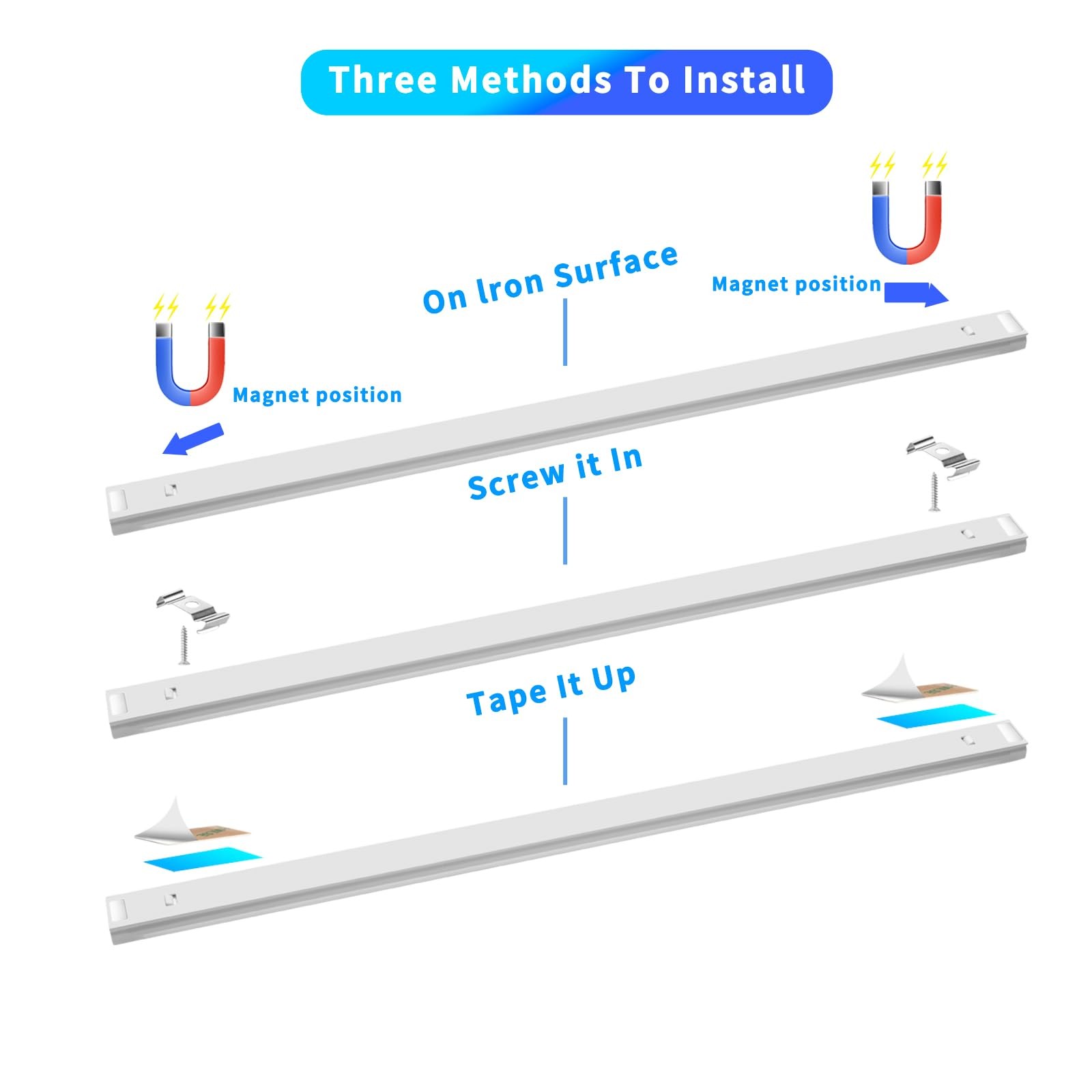 LED Cabinet Light Bars Motion Sensor Dimmable Lights Kitchen Closet Shelf