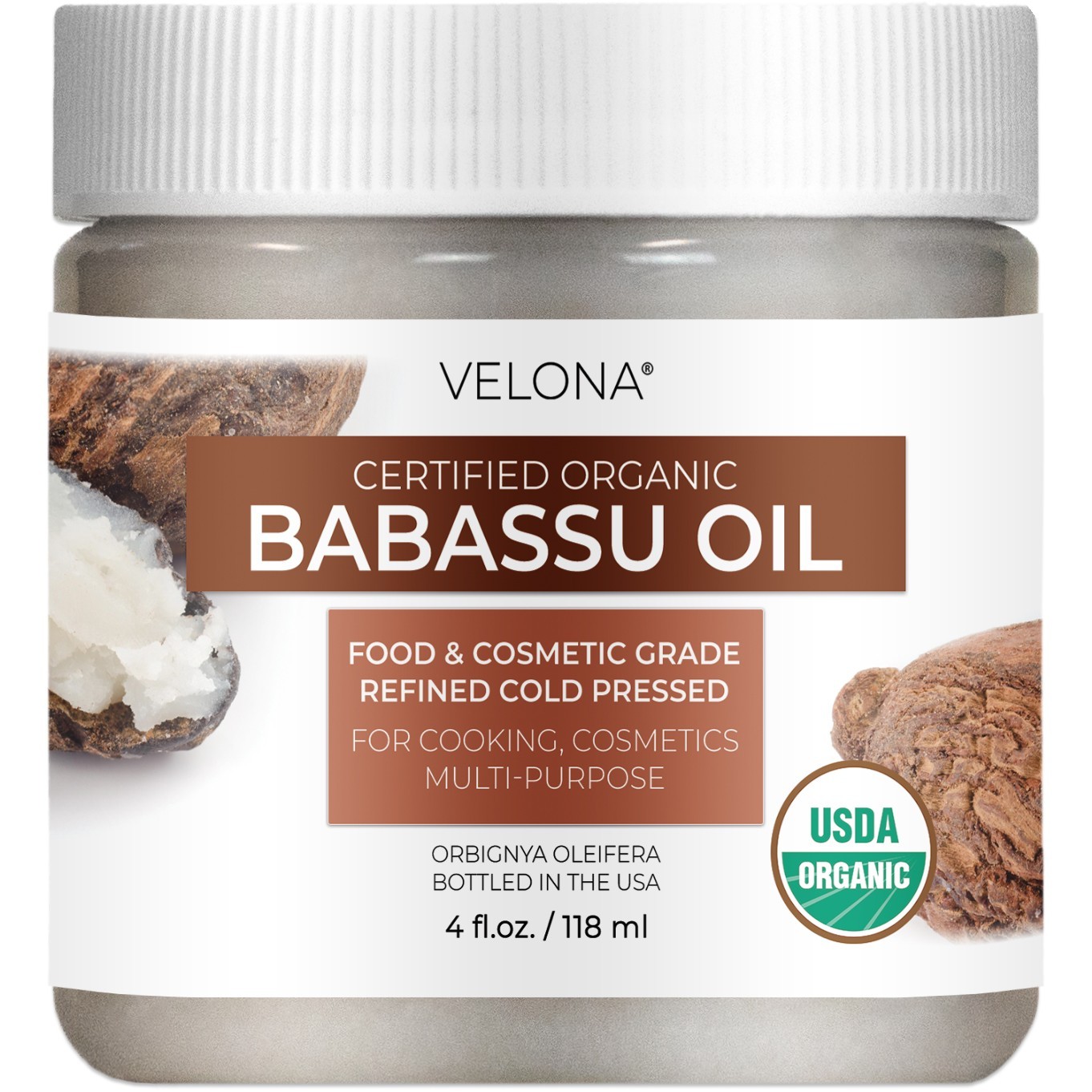 Velona Babassu Oil USDA Certified Organic 4  Fl Oz Food, Cosmetic Grade
