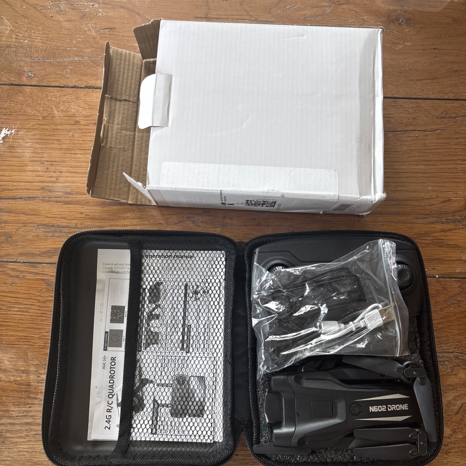 N602 Foldable RC Camera Drone NEW Open Box w/ Remote Case Accessories
